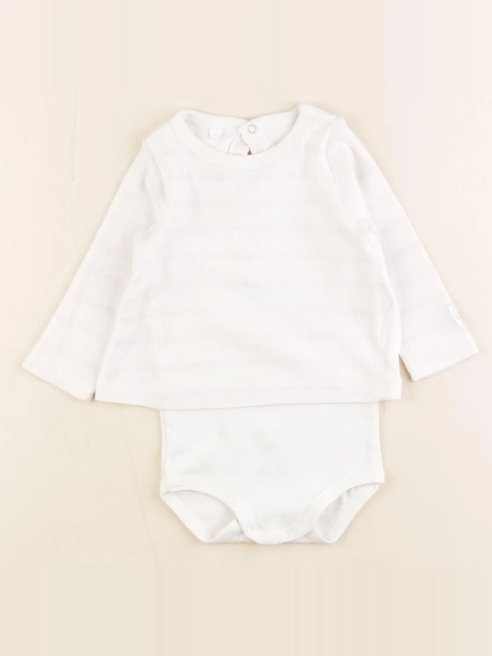 Petit Bateau - body tee-shirt blanc, rose - 6 mois