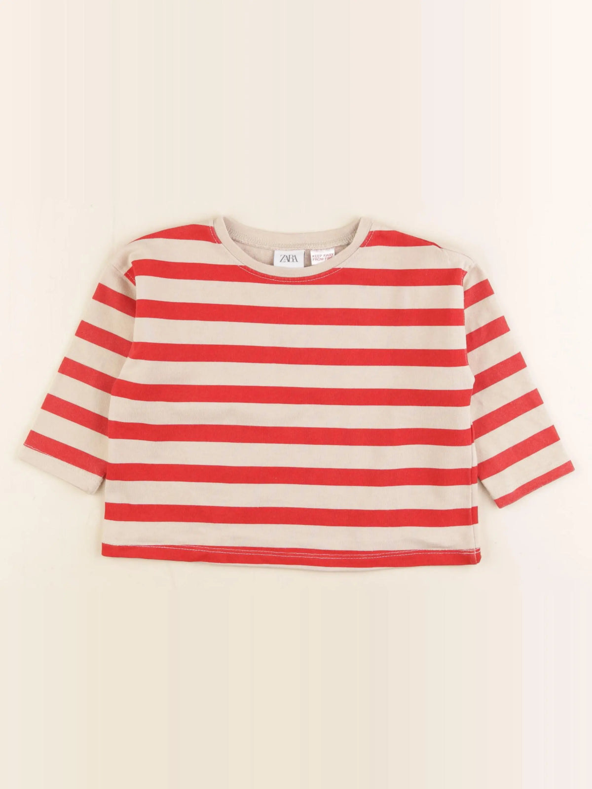Zara - tee-shirt beige, rouge - 12/18 mois