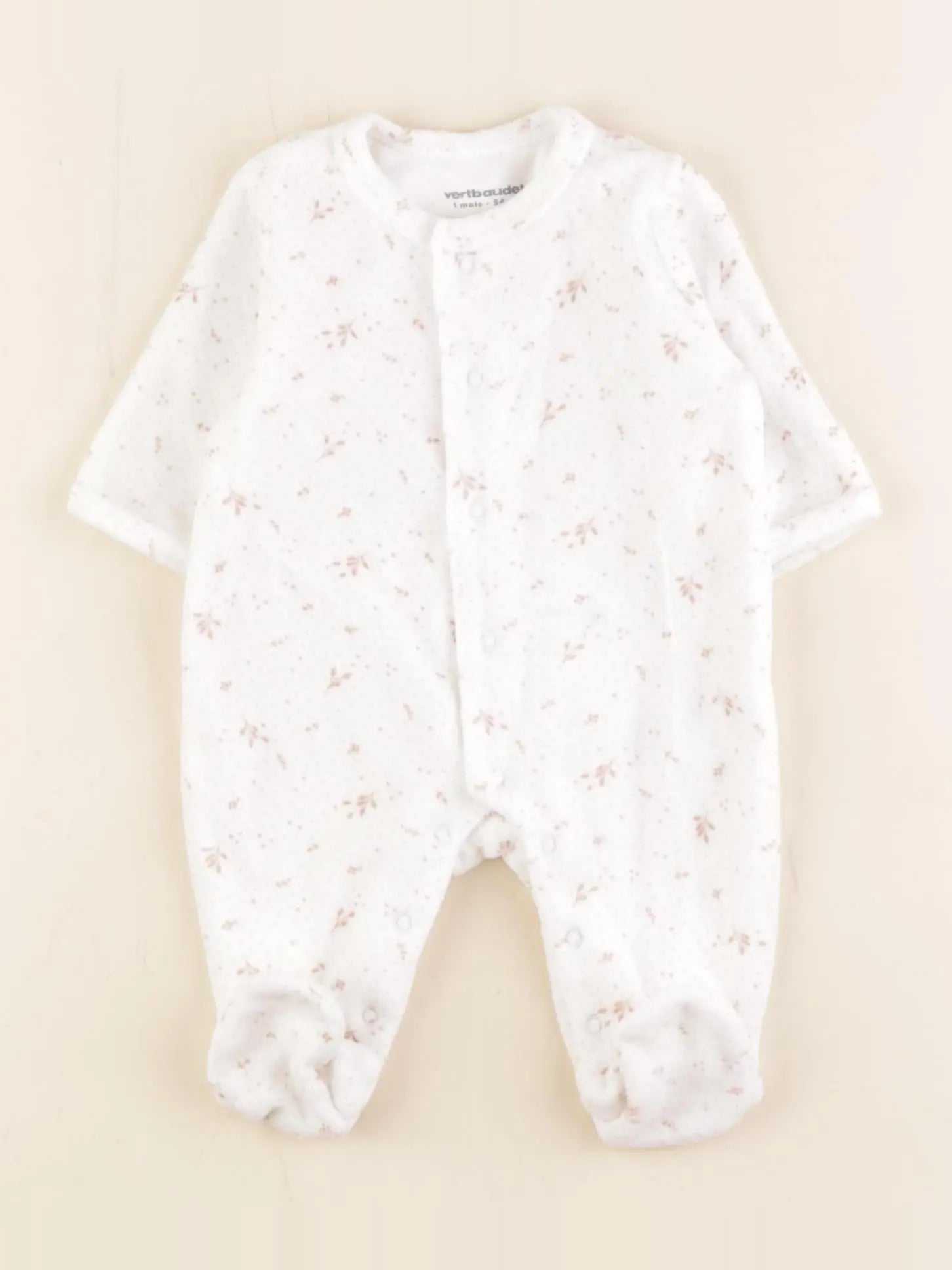 Vertbaudet - pyjama velours blanc - 1 mois
