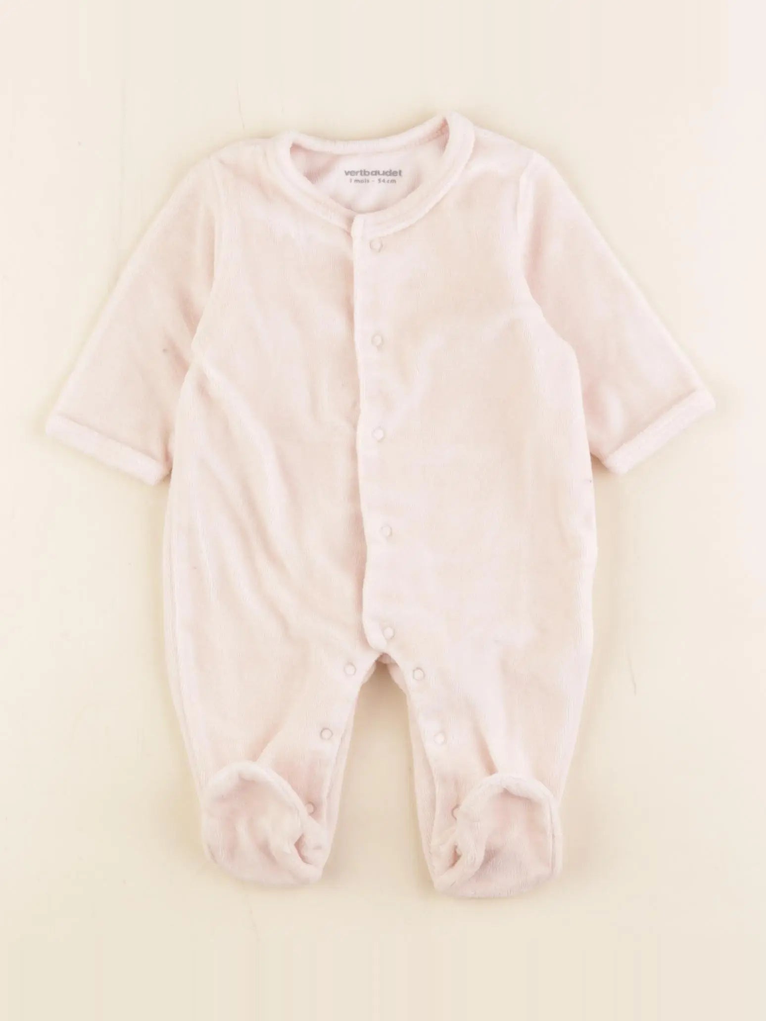 Vertbaudet - pyjama velours rose - 1 mois