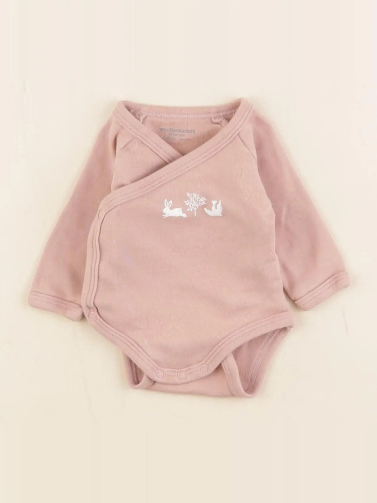 Vertbaudet - body velours rose - 1 mois