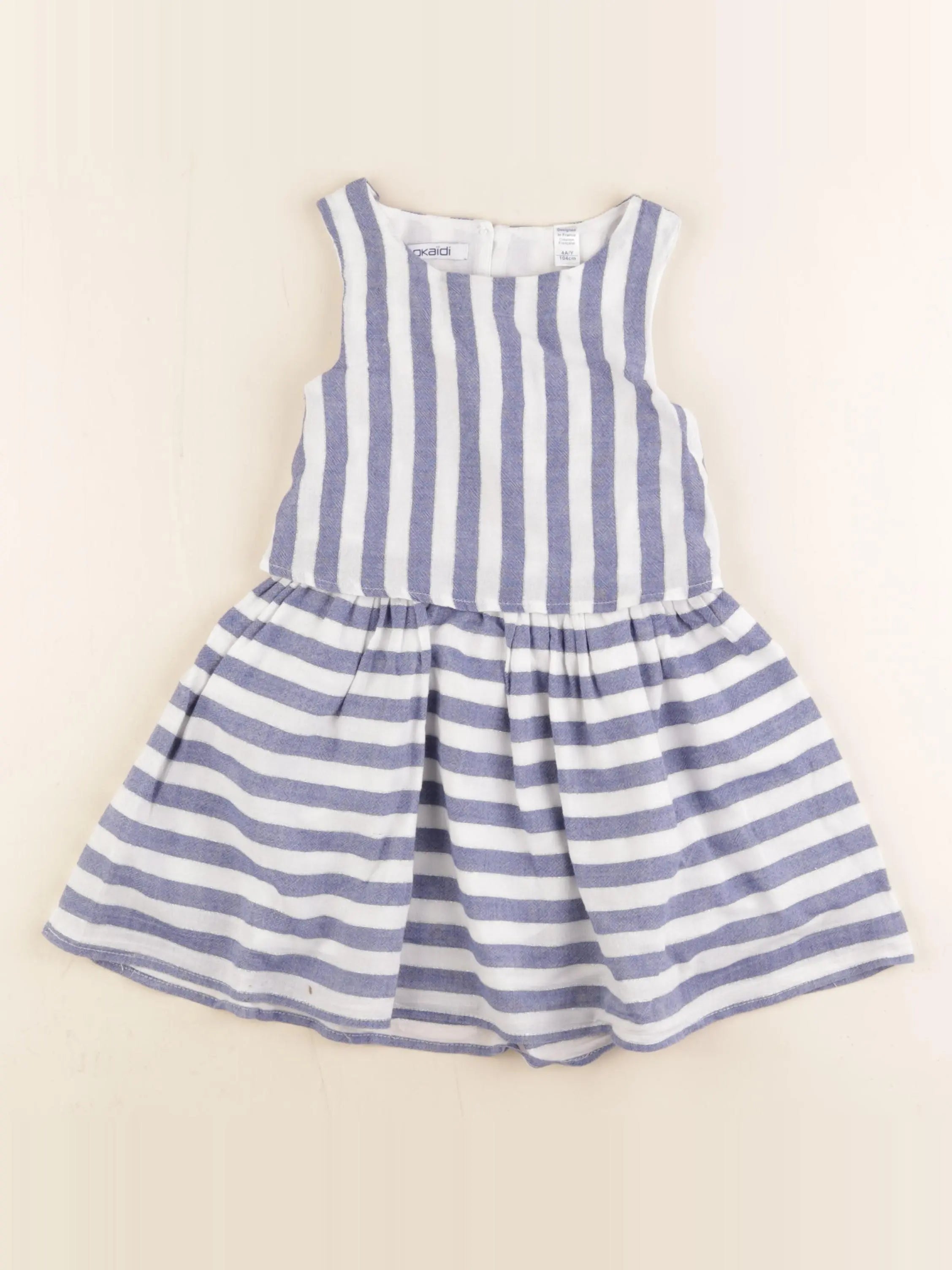 Okaidi - robe blanc, bleu - 4 ans