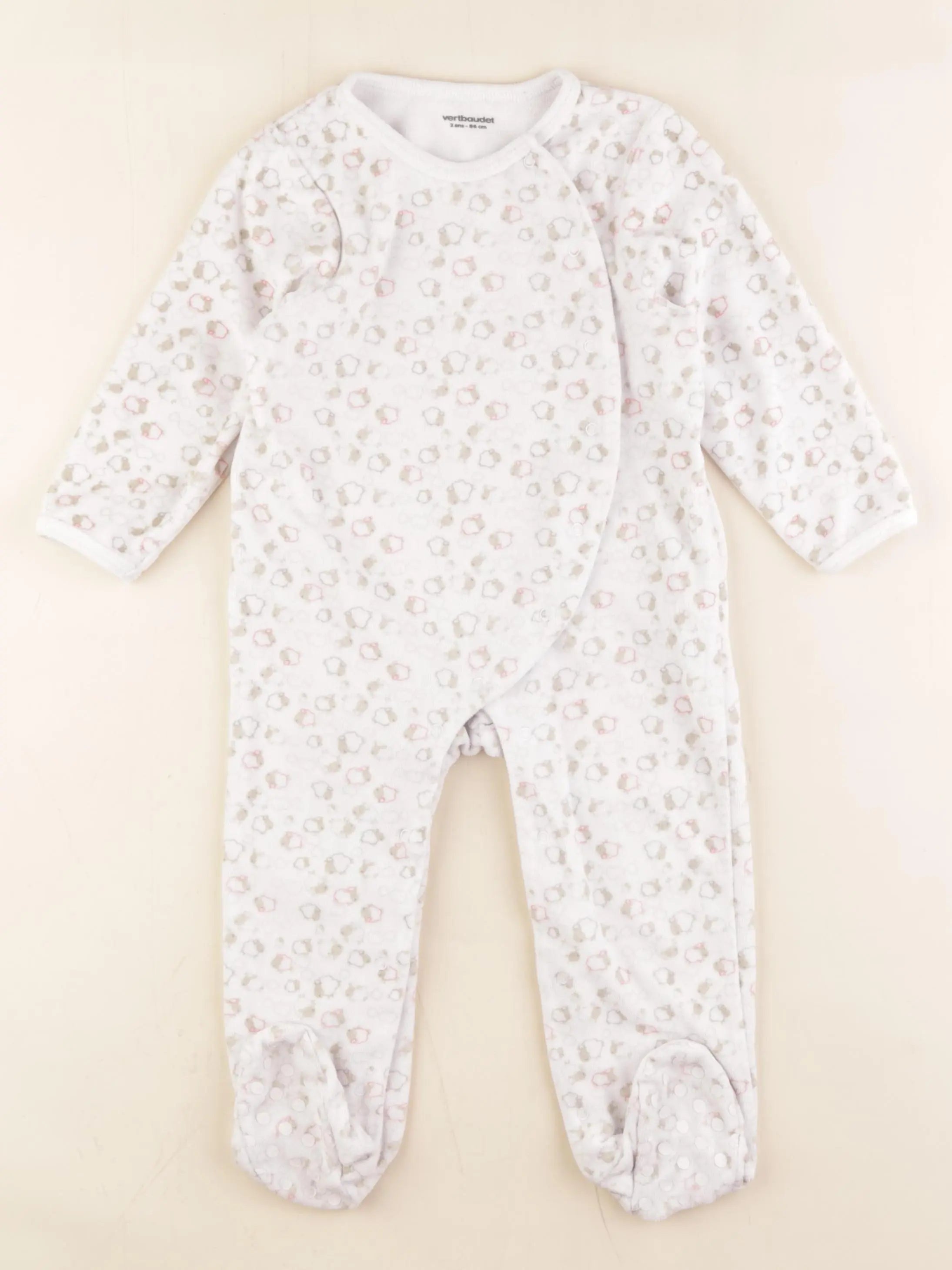 Vertbaudet - pyjama velours blanc - 2 ans
