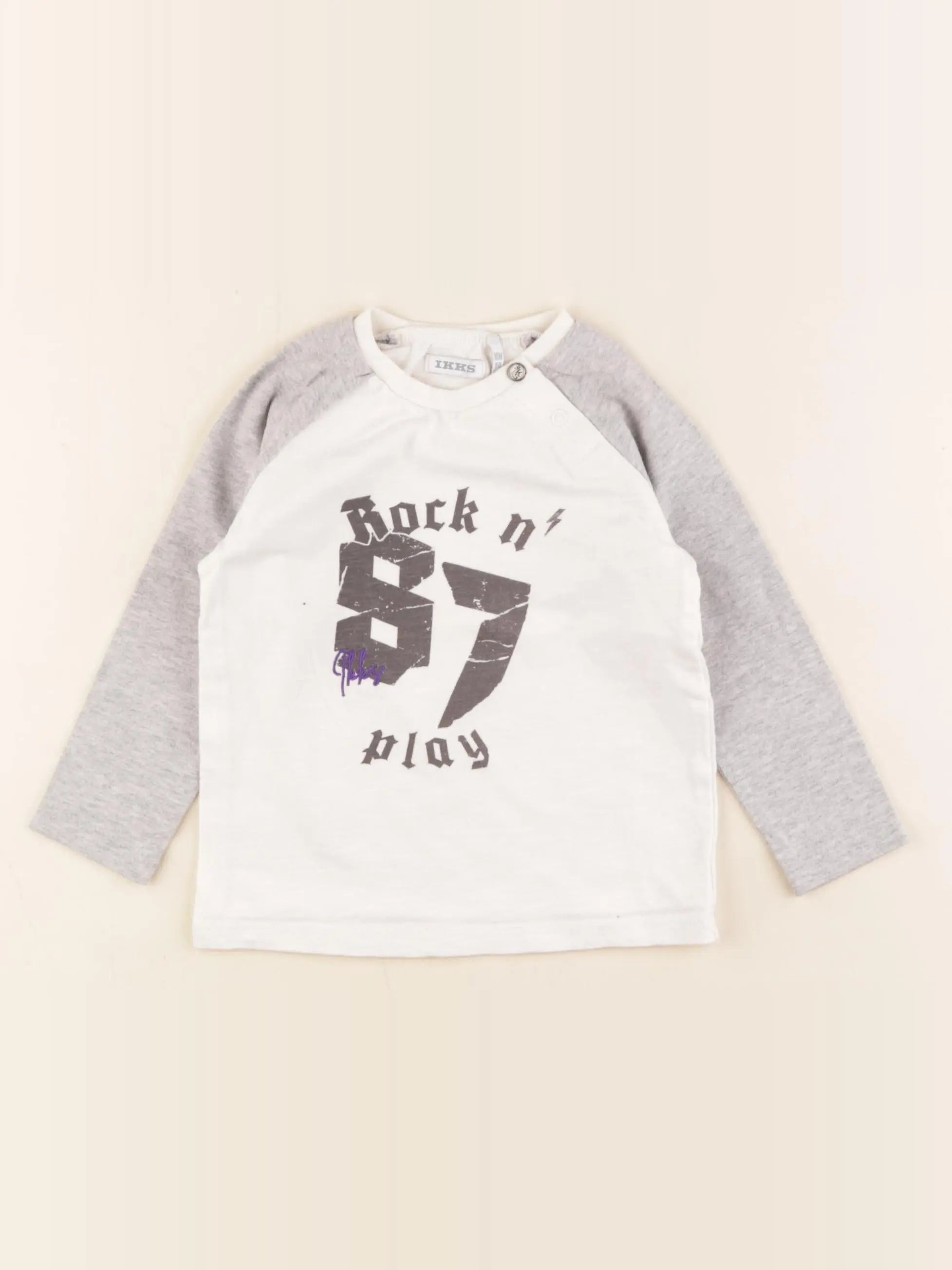 IKKS - tee-shirt beige, gris - 18 mois