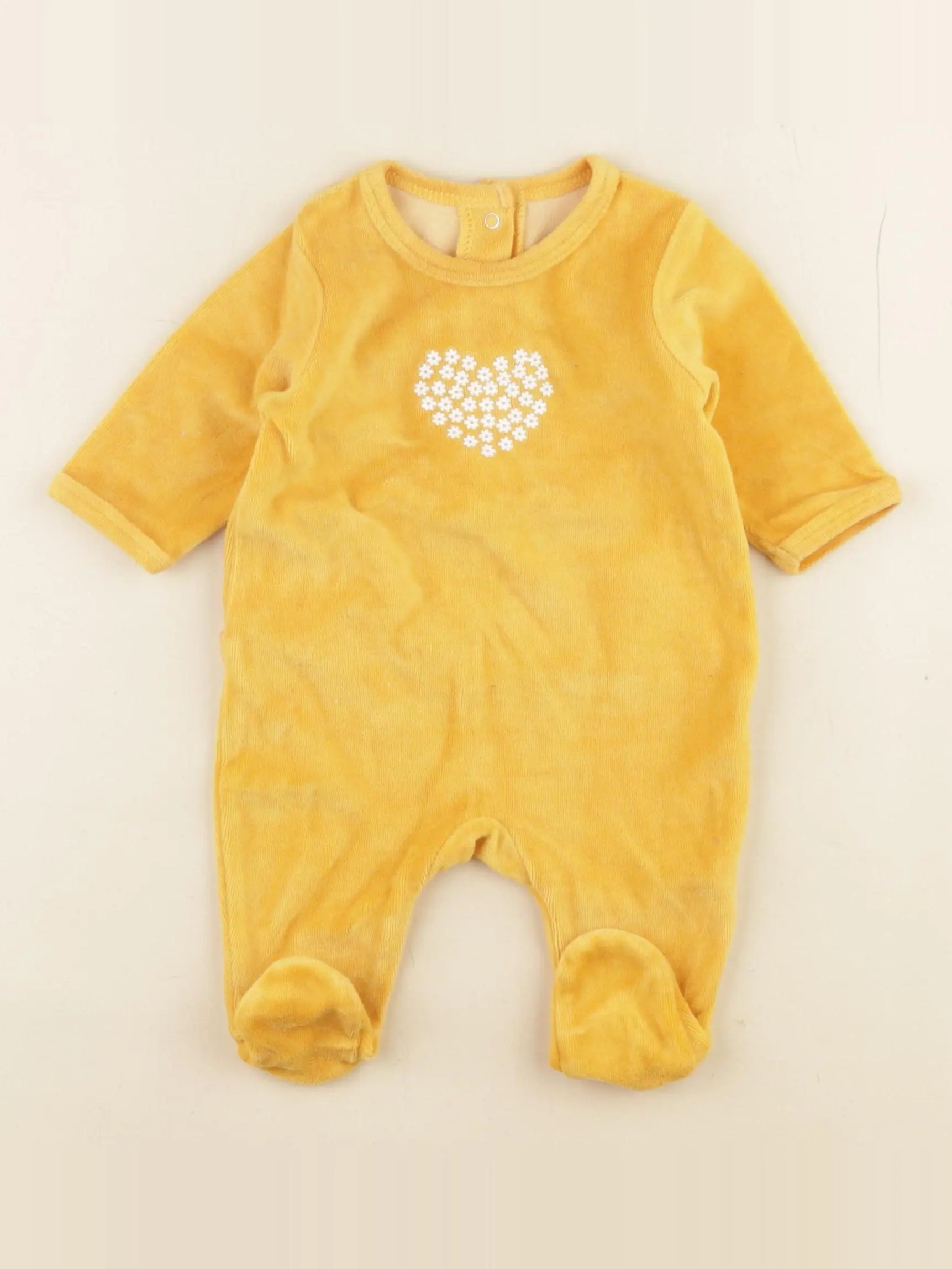 Vertbaudet - pyjama velours jaune - 1 mois