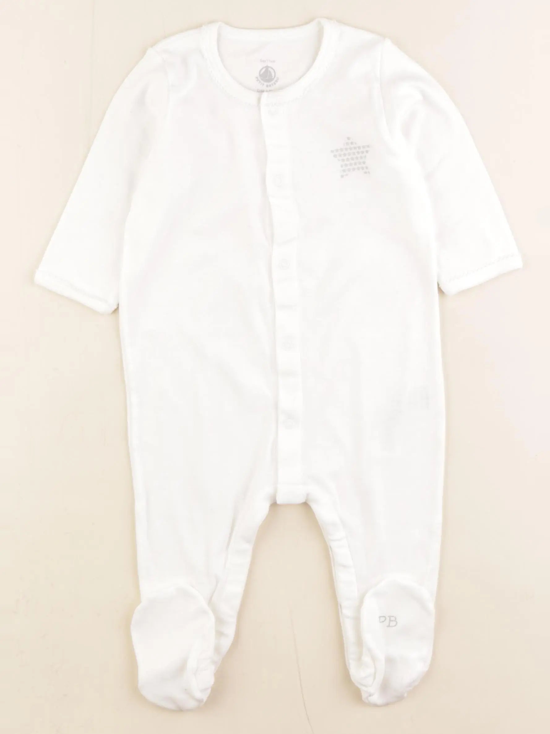 Petit Bateau - pyjama coton blanc - 9 mois