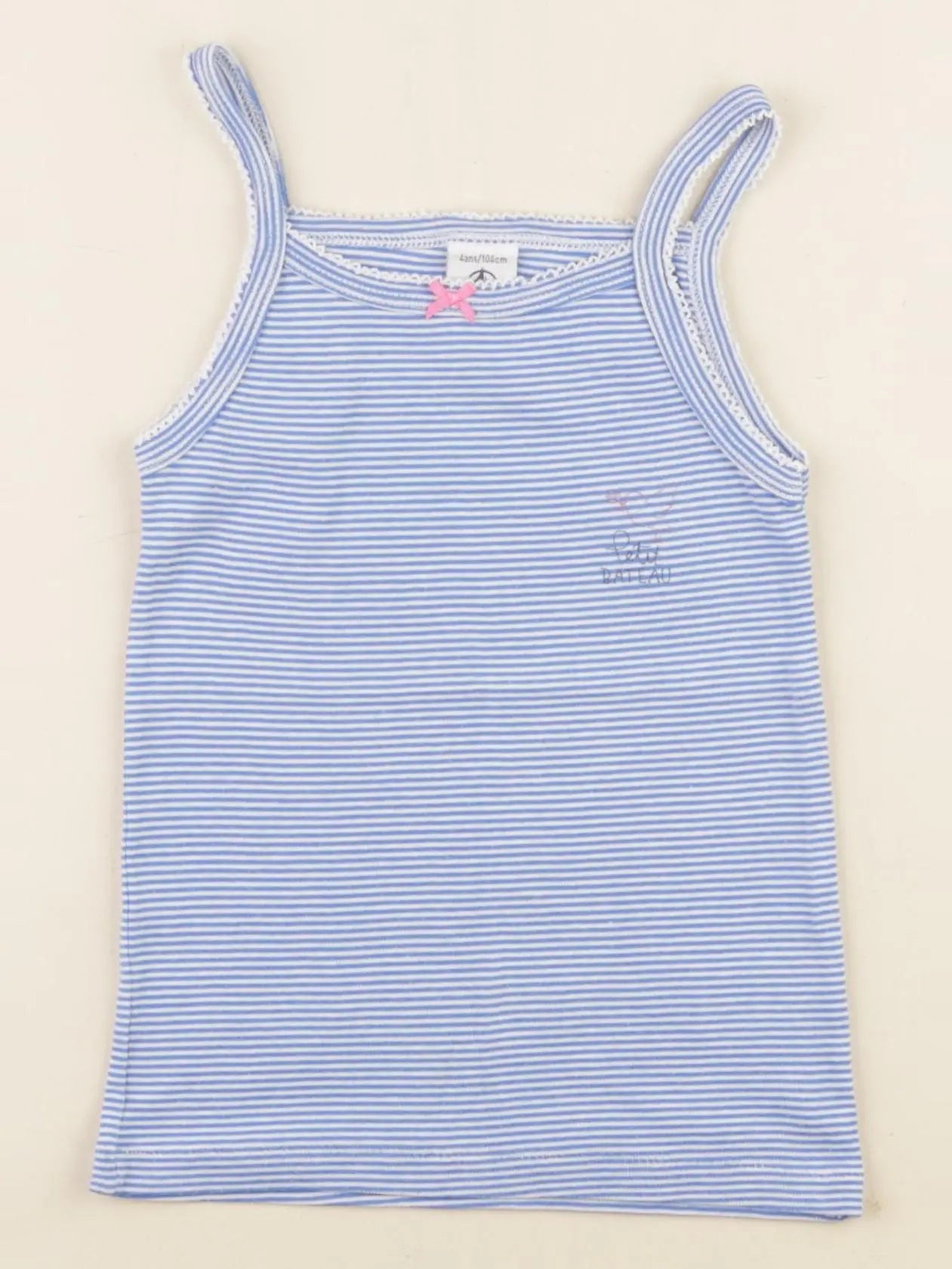Petit Bateau - maillot de corps blanc, bleu - 4 ans