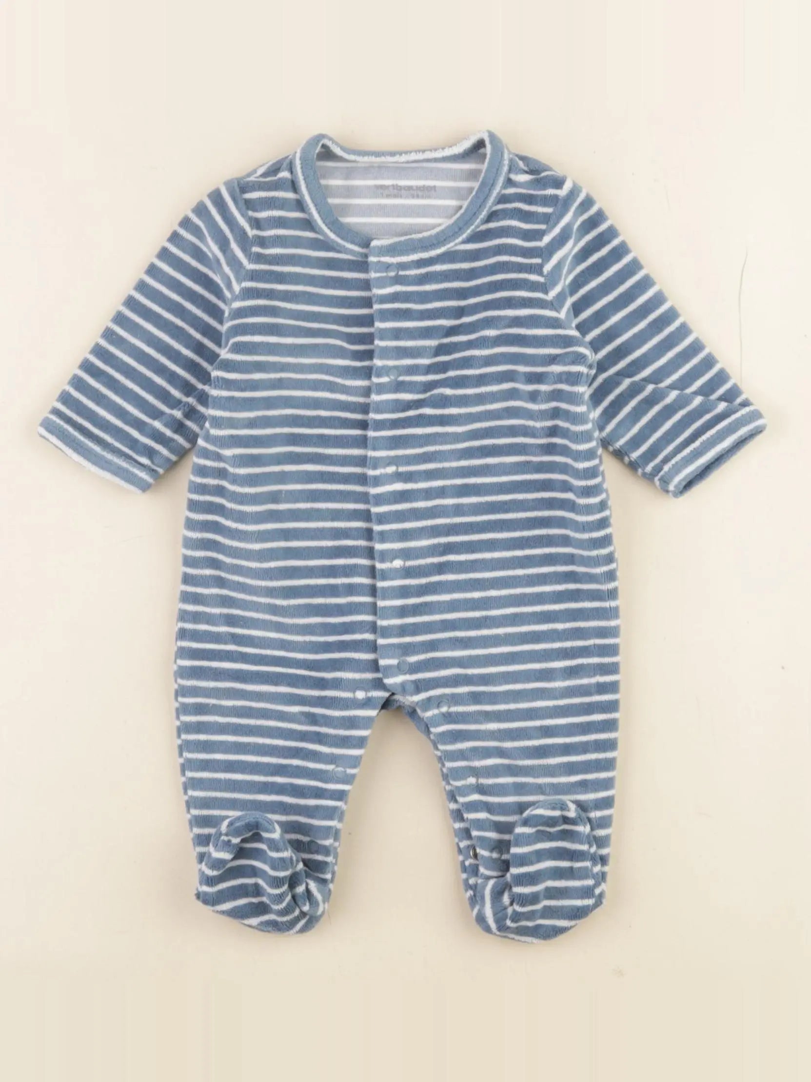 Vertbaudet - pyjama velours bleu - 1 mois