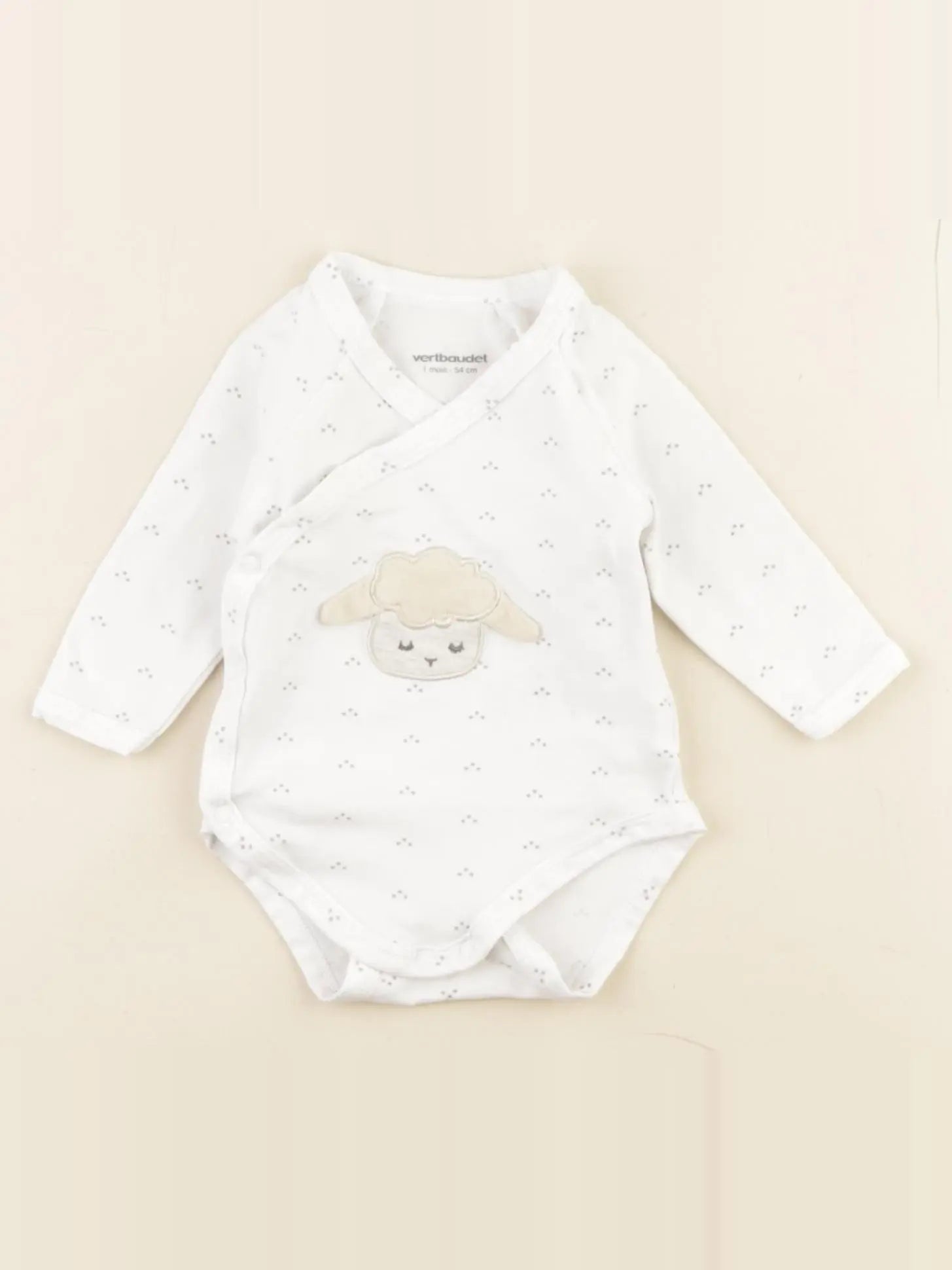 Vertbaudet - body velours blanc - 1 mois