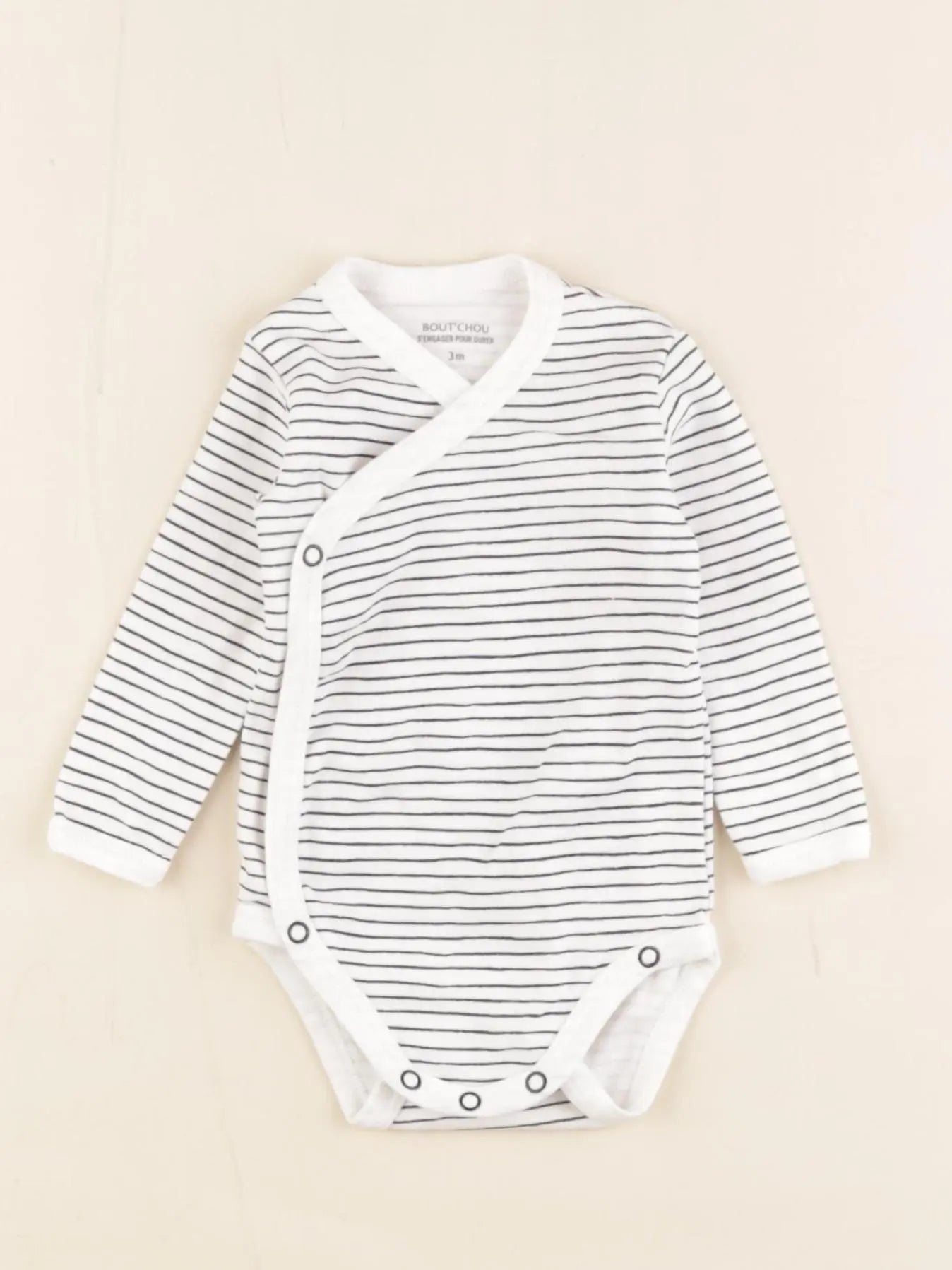 Boutchou - body blanc, bleu - 3 mois