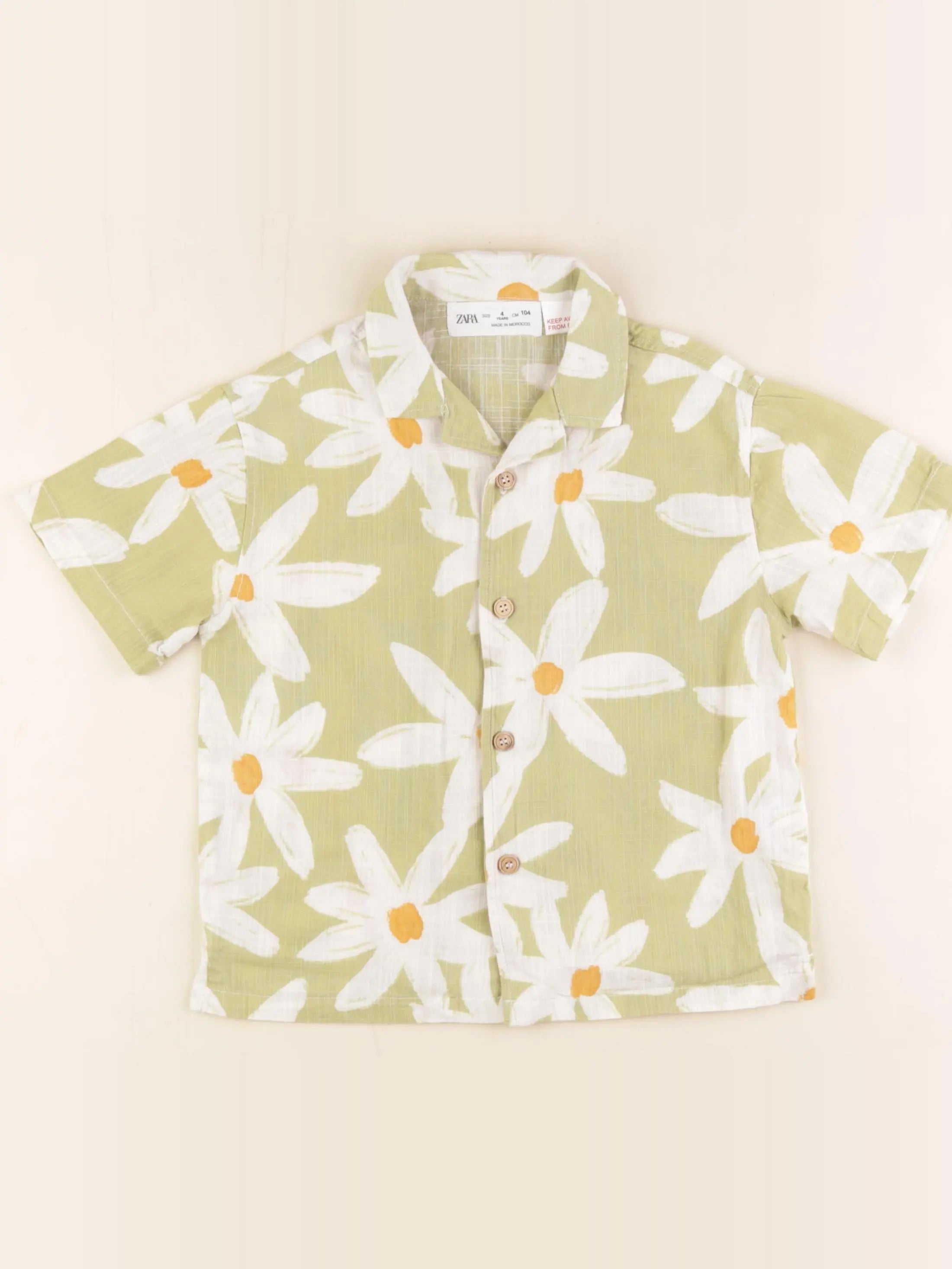 Zara - chemise vert, blanc - 4 ans