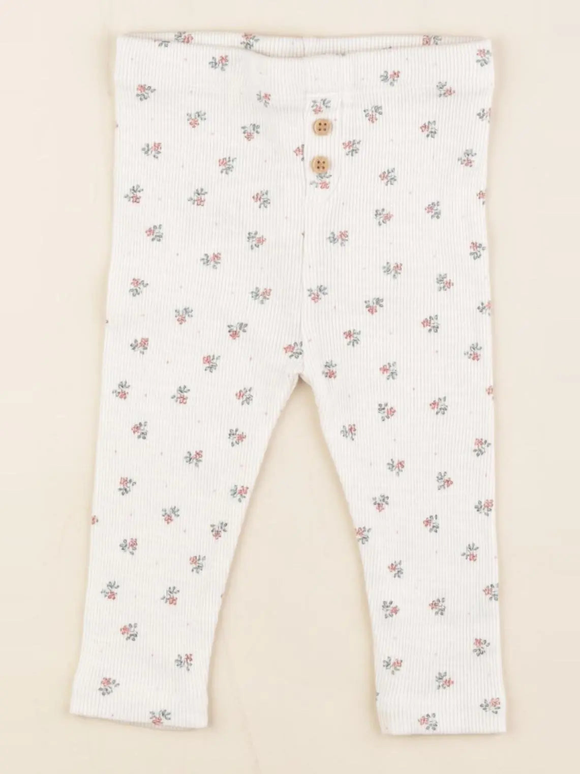 Vertbaudet - legging beige, rose - 9 mois