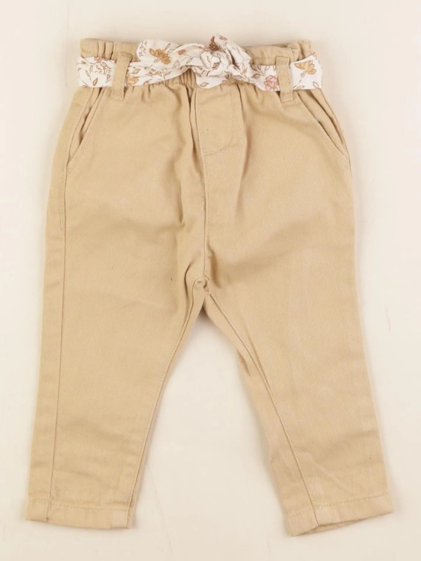 Vertbaudet - pantalon beige - 9 mois