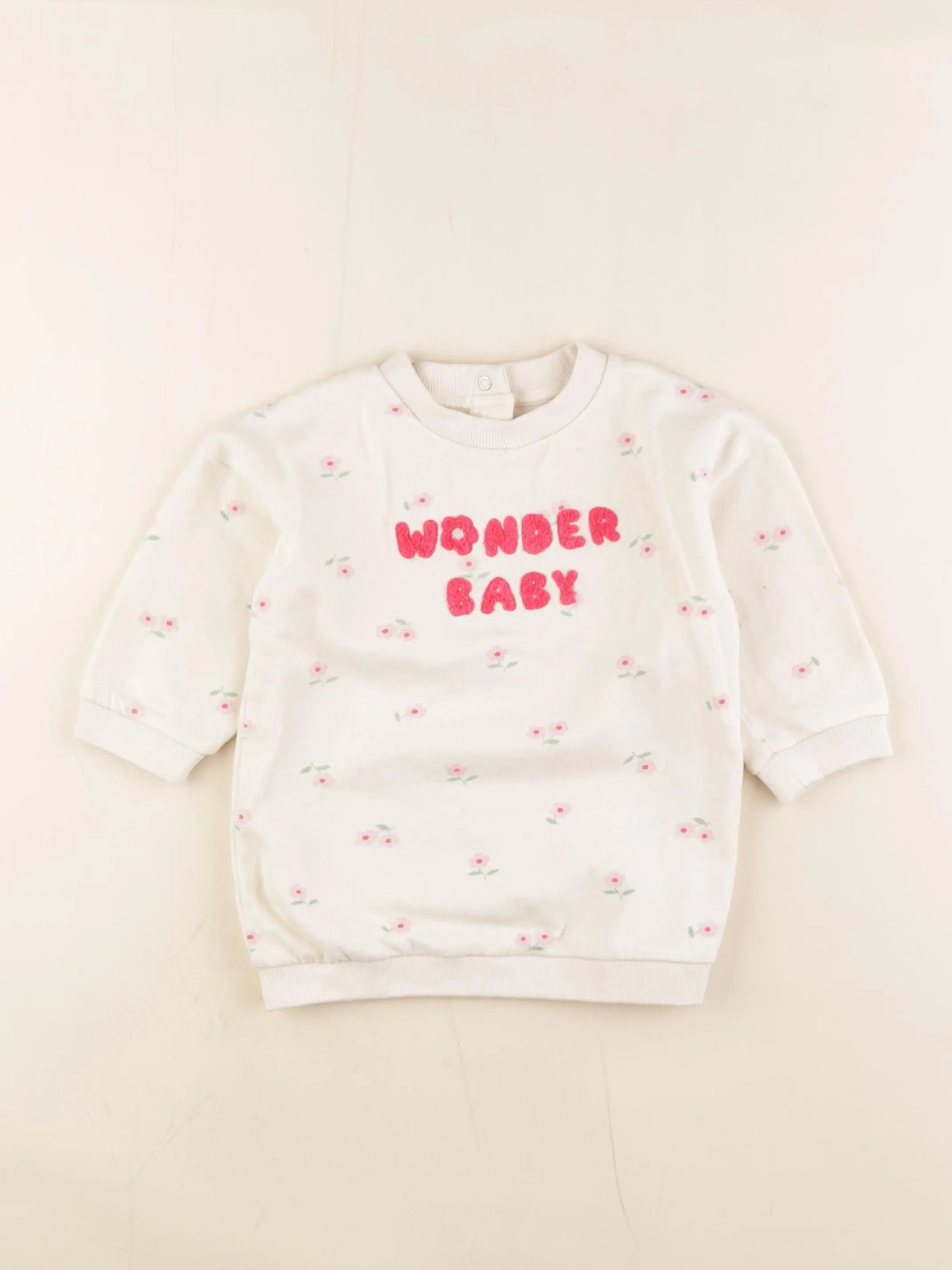 Vertbaudet - robe beige, rose - 12 mois