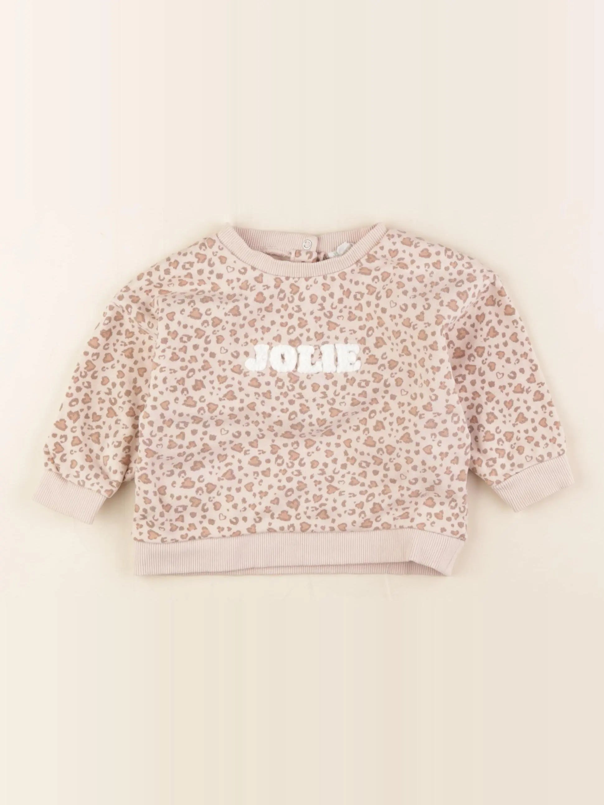 Vertbaudet - sweat rose, marron - 12 mois