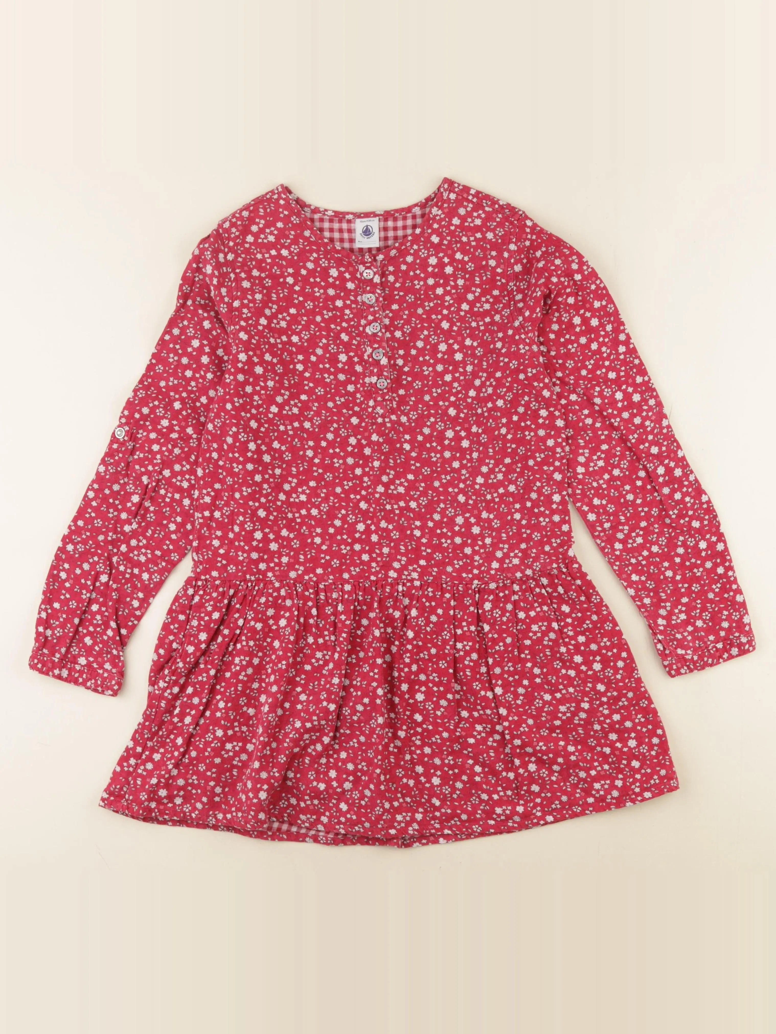 Petit Bateau - robe rouge, blanc - 10 ans