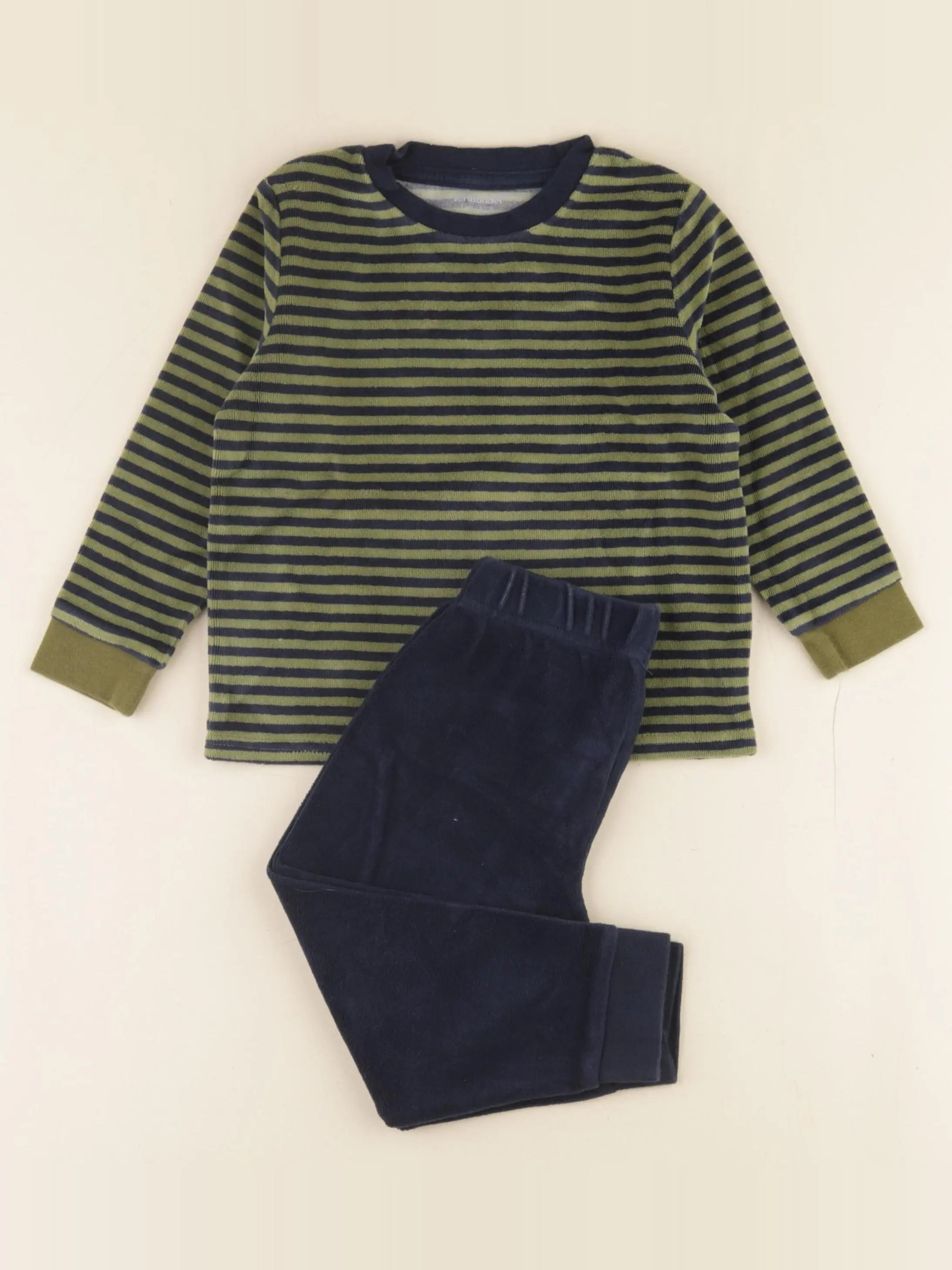 Vertbaudet - pyjama velours bleu, vert - 3 ans