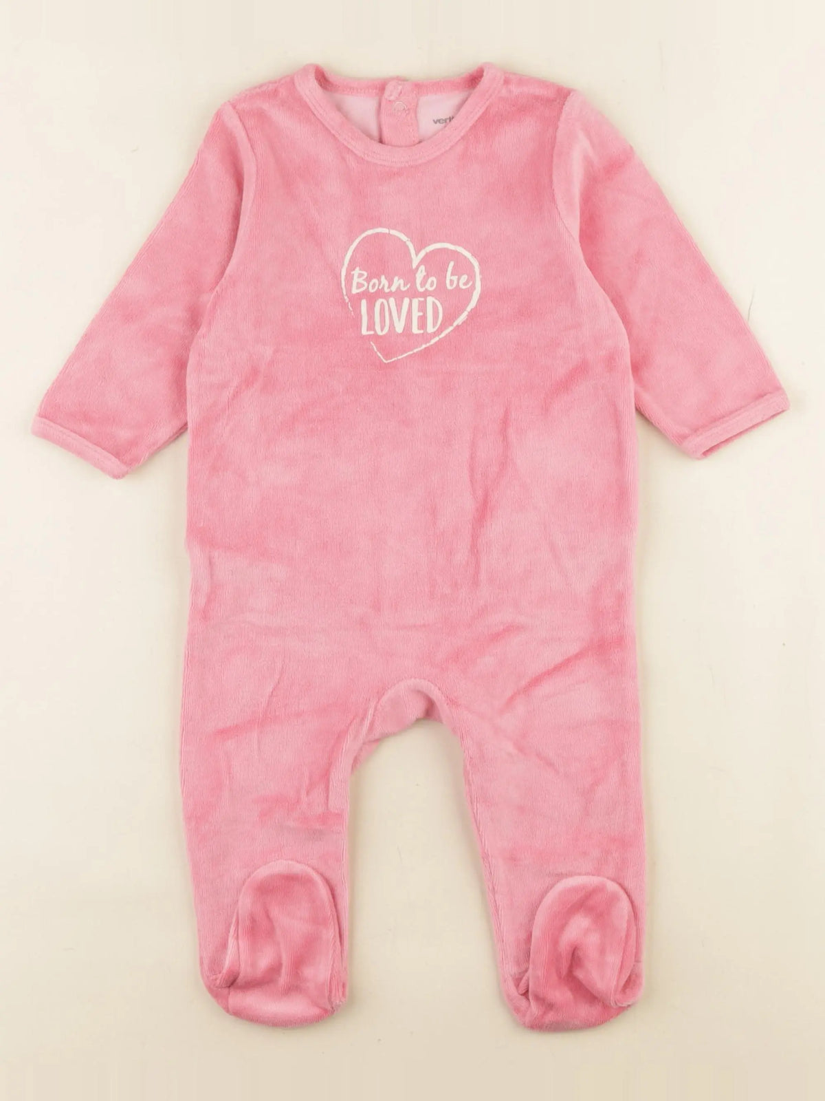 Vertbaudet - pyjama velours rose - 9 mois