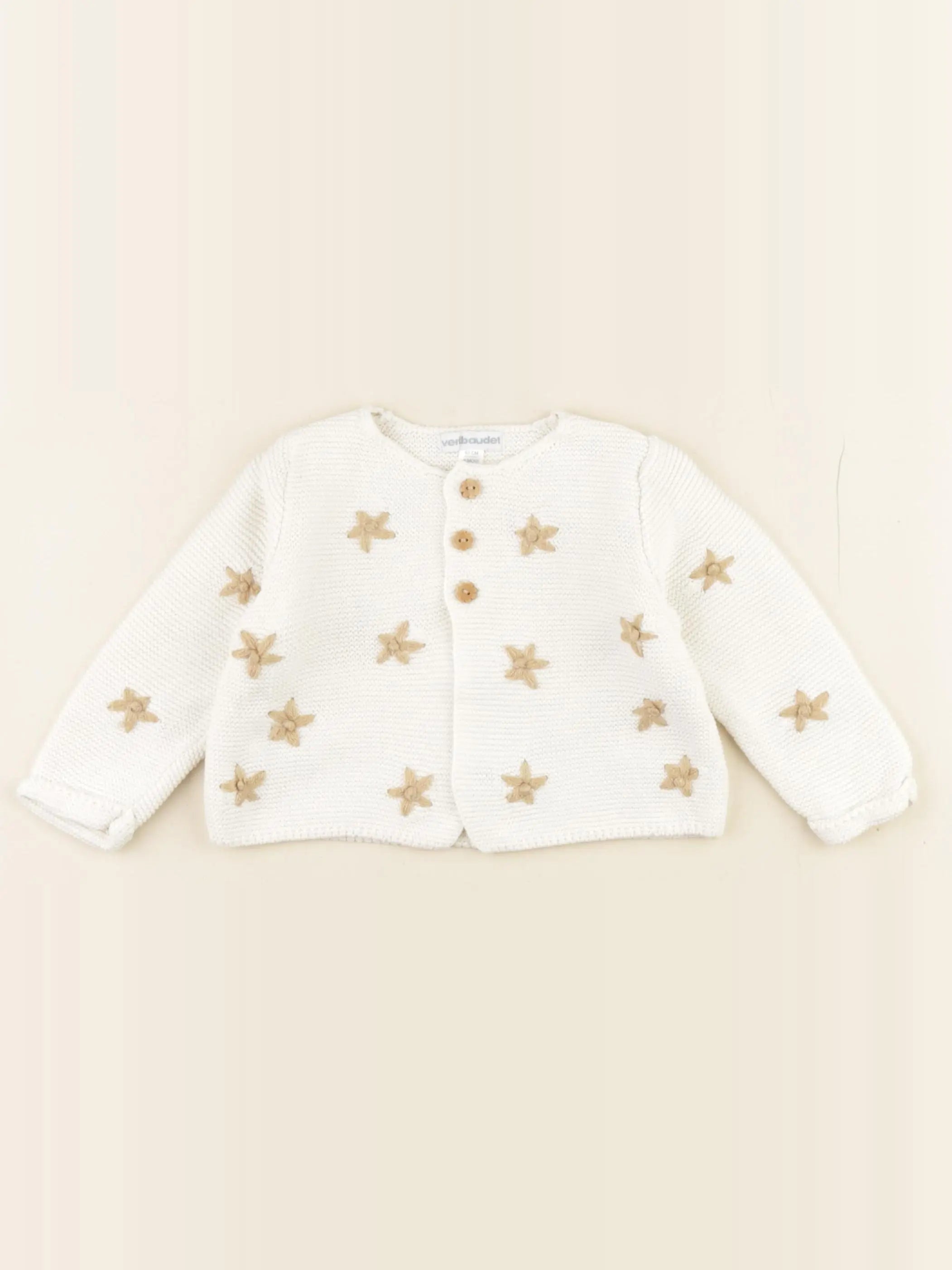 Vertbaudet - gilet beige - 6 mois