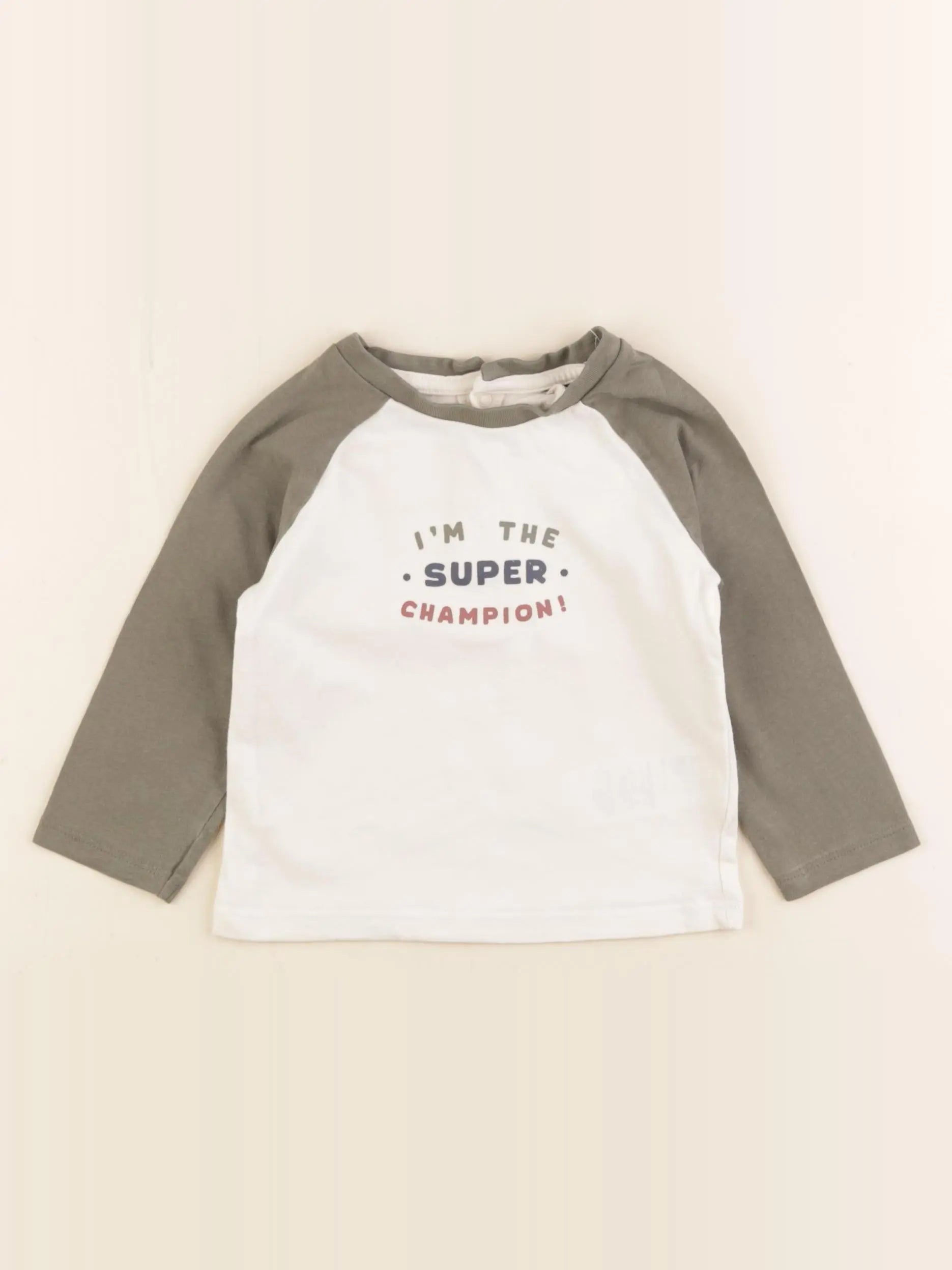 Vertbaudet - tee-shirt beige, vert - 12 mois