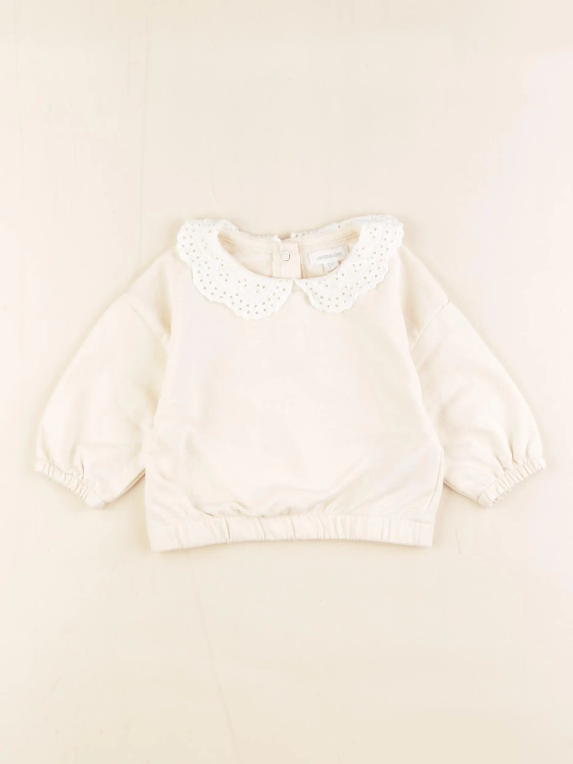 Vertbaudet - sweat beige - 6 mois