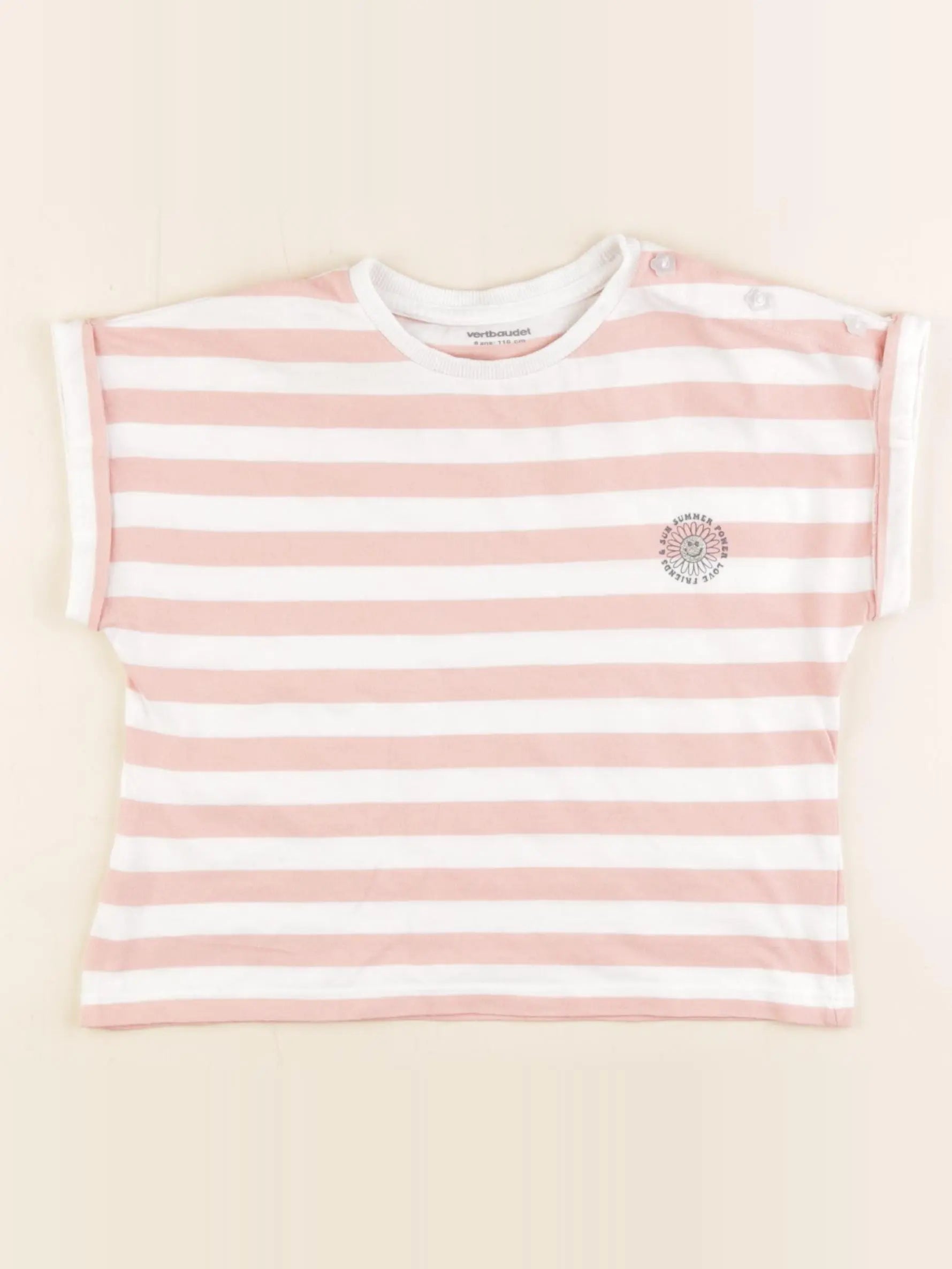 Vertbaudet - tee-shirt rose - 6 ans