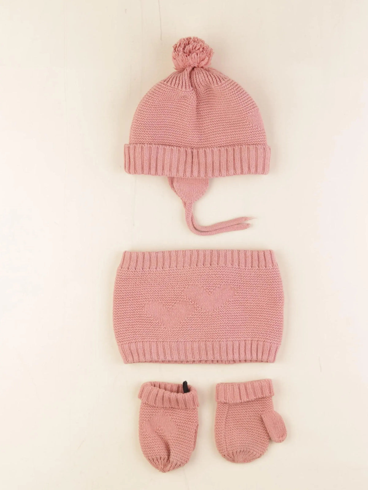 Vertbaudet - ensemble bonnet/moufles/tour de cou rose - 24/36 mois