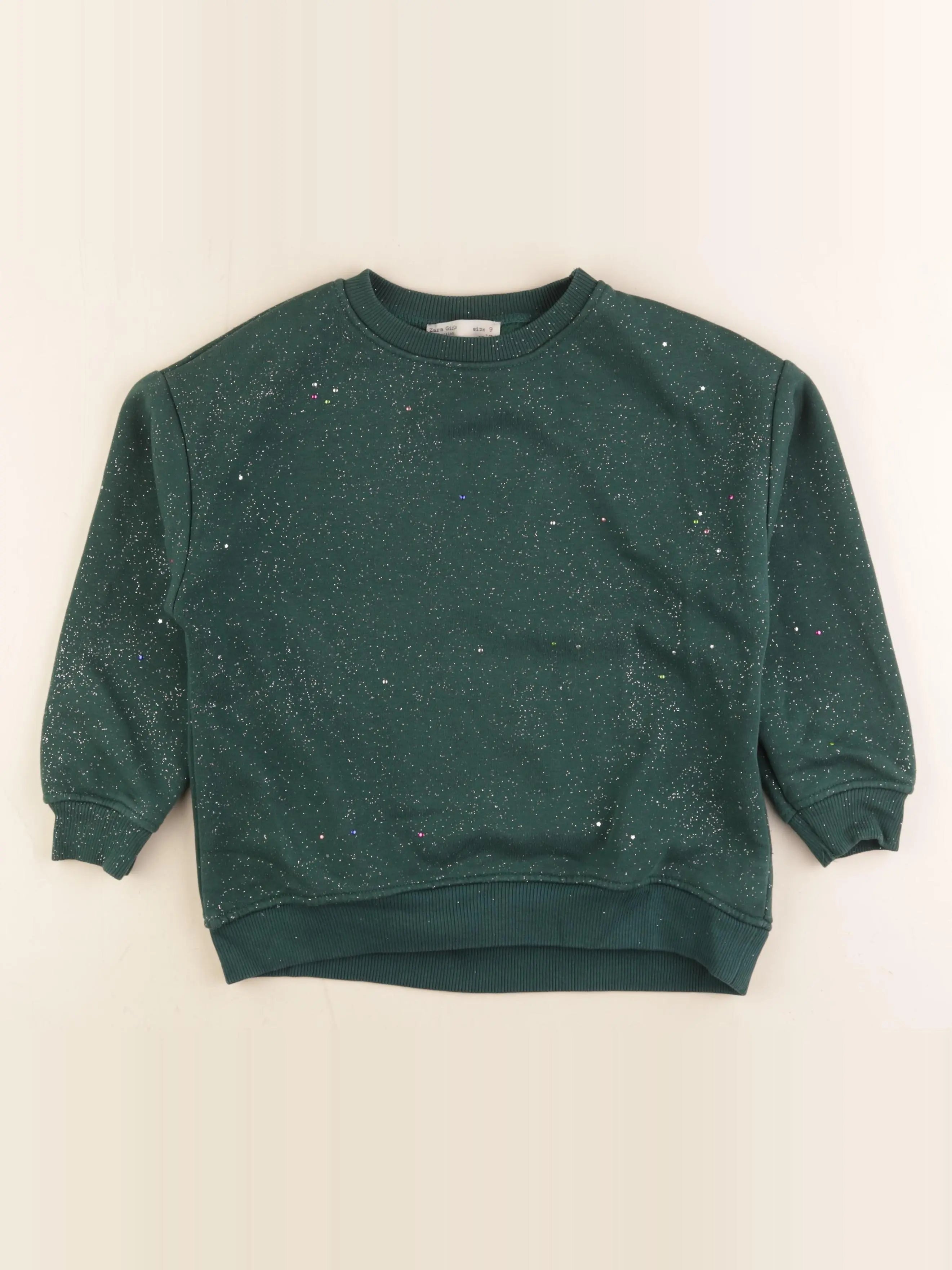 Zara - sweat vert, argent - 9 ans