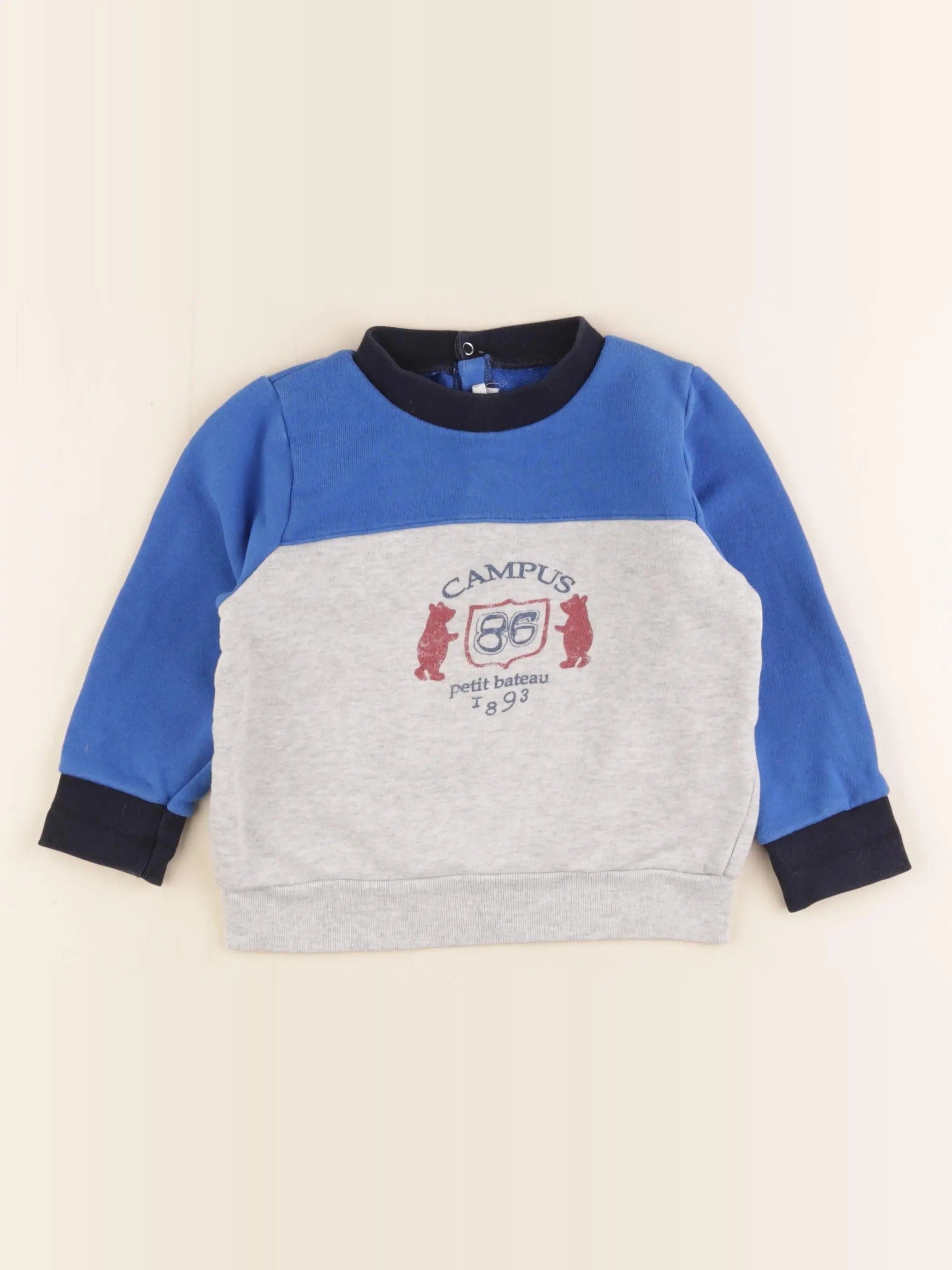 Petit Bateau - sweat bleu, gris - 24 mois