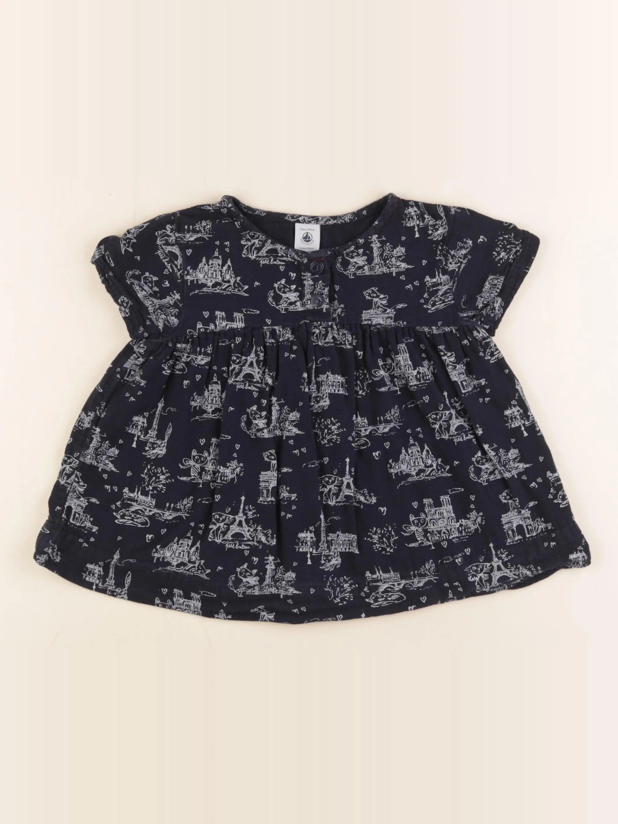 Petit Bateau - blouse bleu - 5 ans