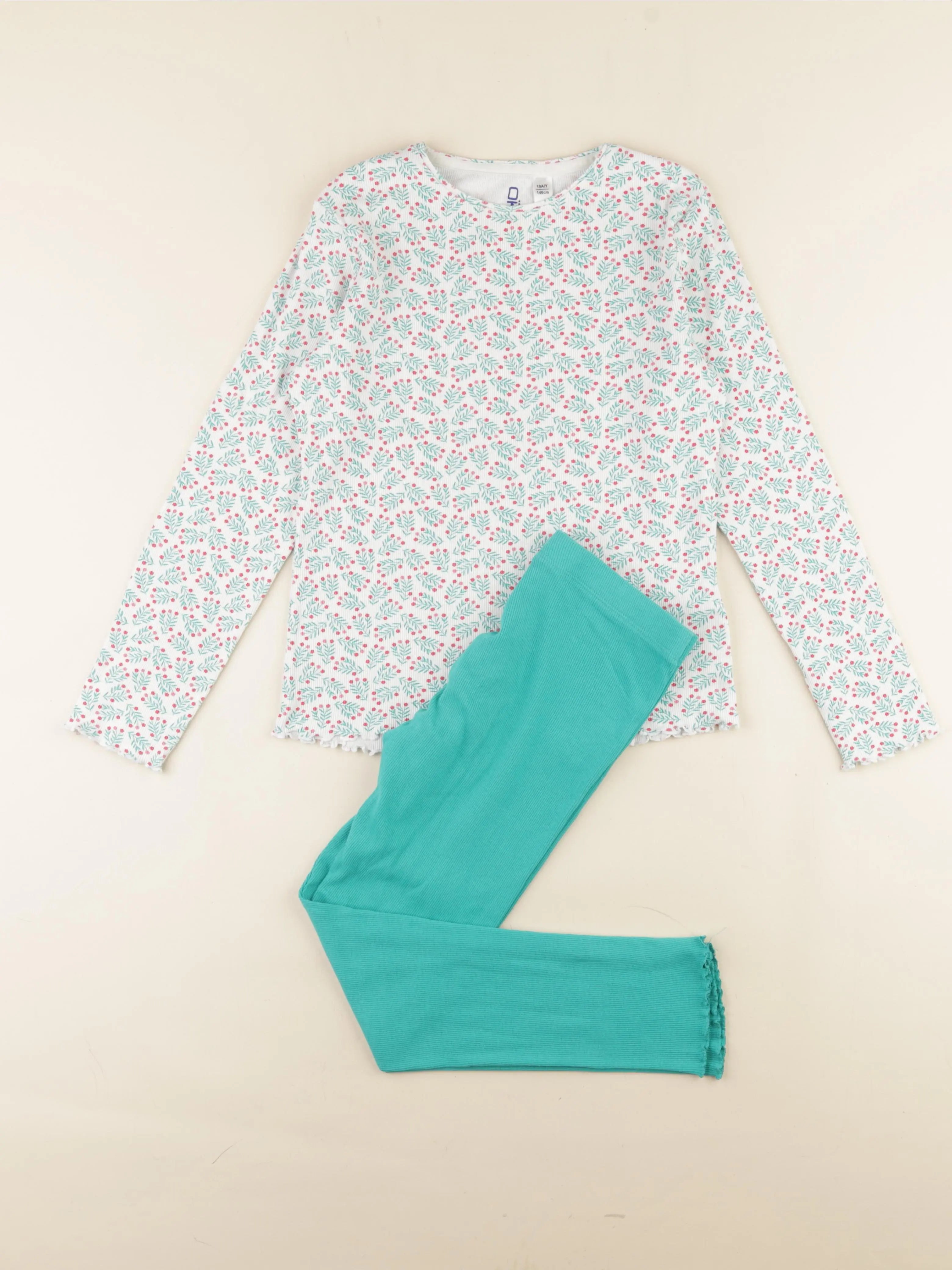 Okaidi - pyjama coton blanc, vert - 10 ans