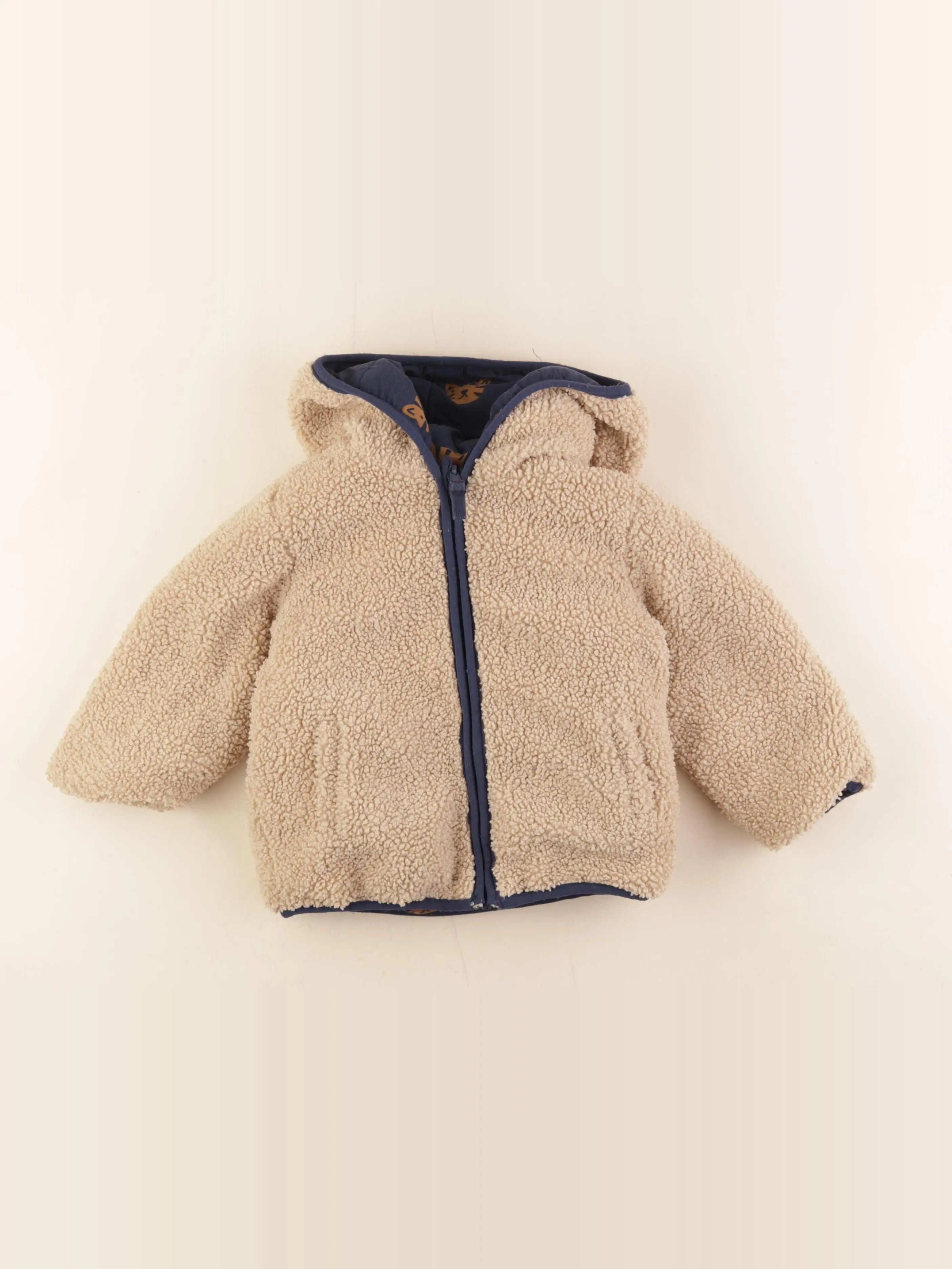 Tape à l'oeil - doudoune réversible bleu, beige - 24 mois