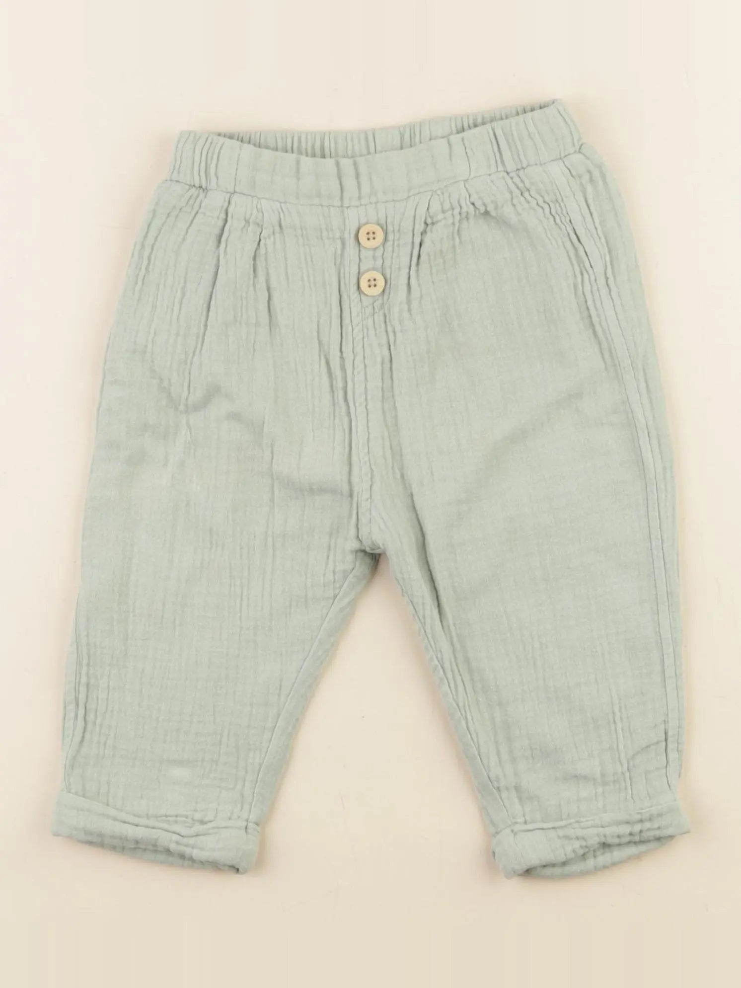 Vertbaudet - pantalon vert - 12 mois