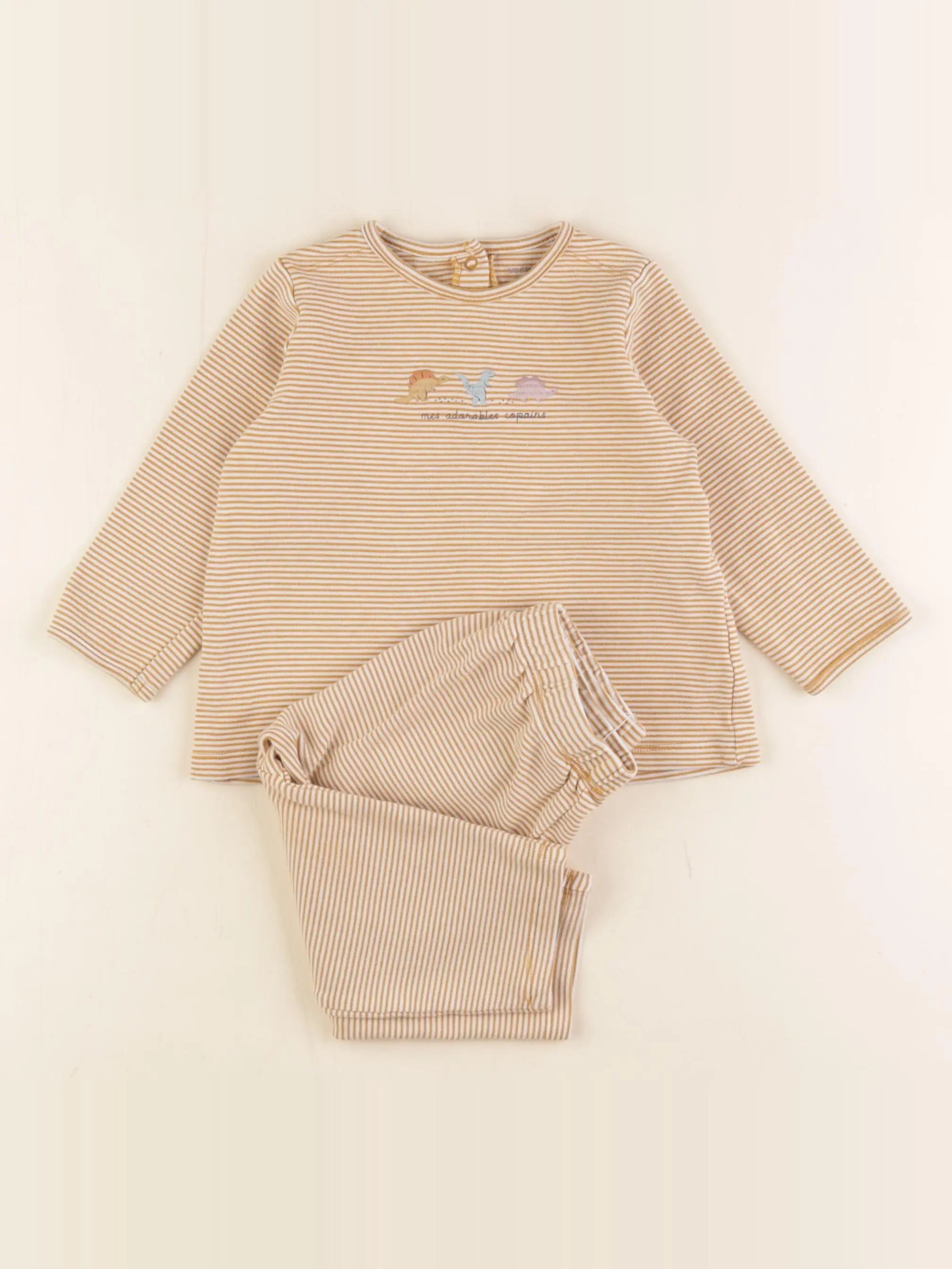 Vertbaudet - pyjama coton blanc, jaune - 18 mois