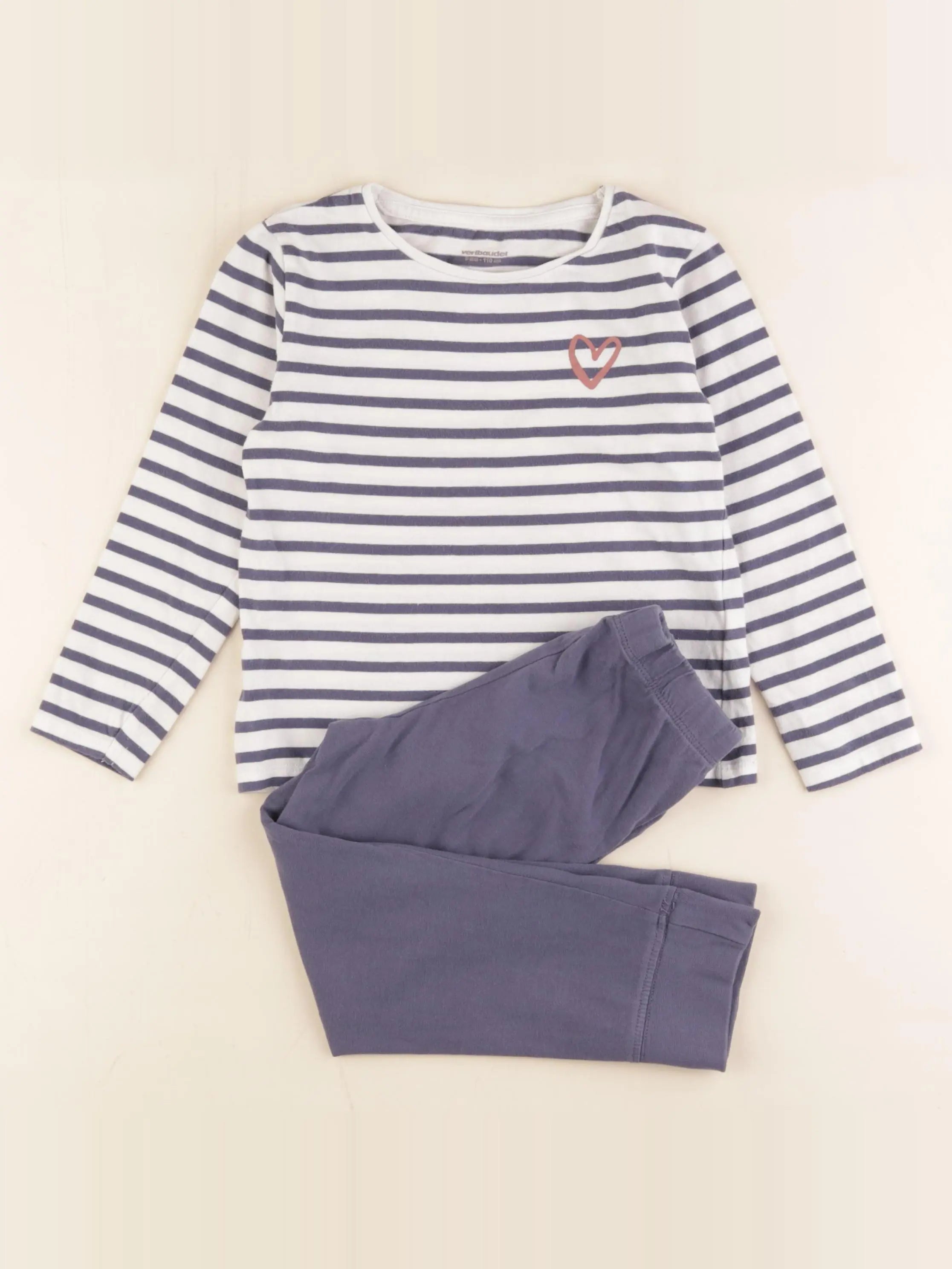 Vertbaudet - pyjama coton blanc, bleu - 5 ans