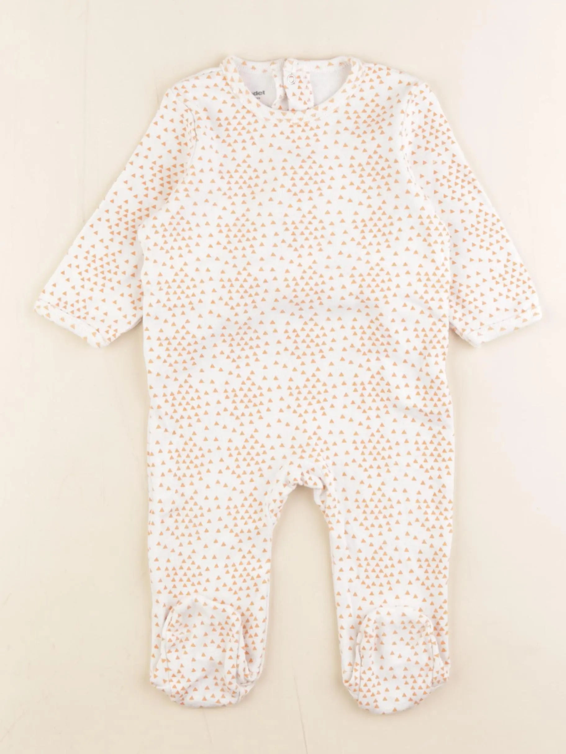 Vertbaudet - pyjama coton beige, orange - 9 mois