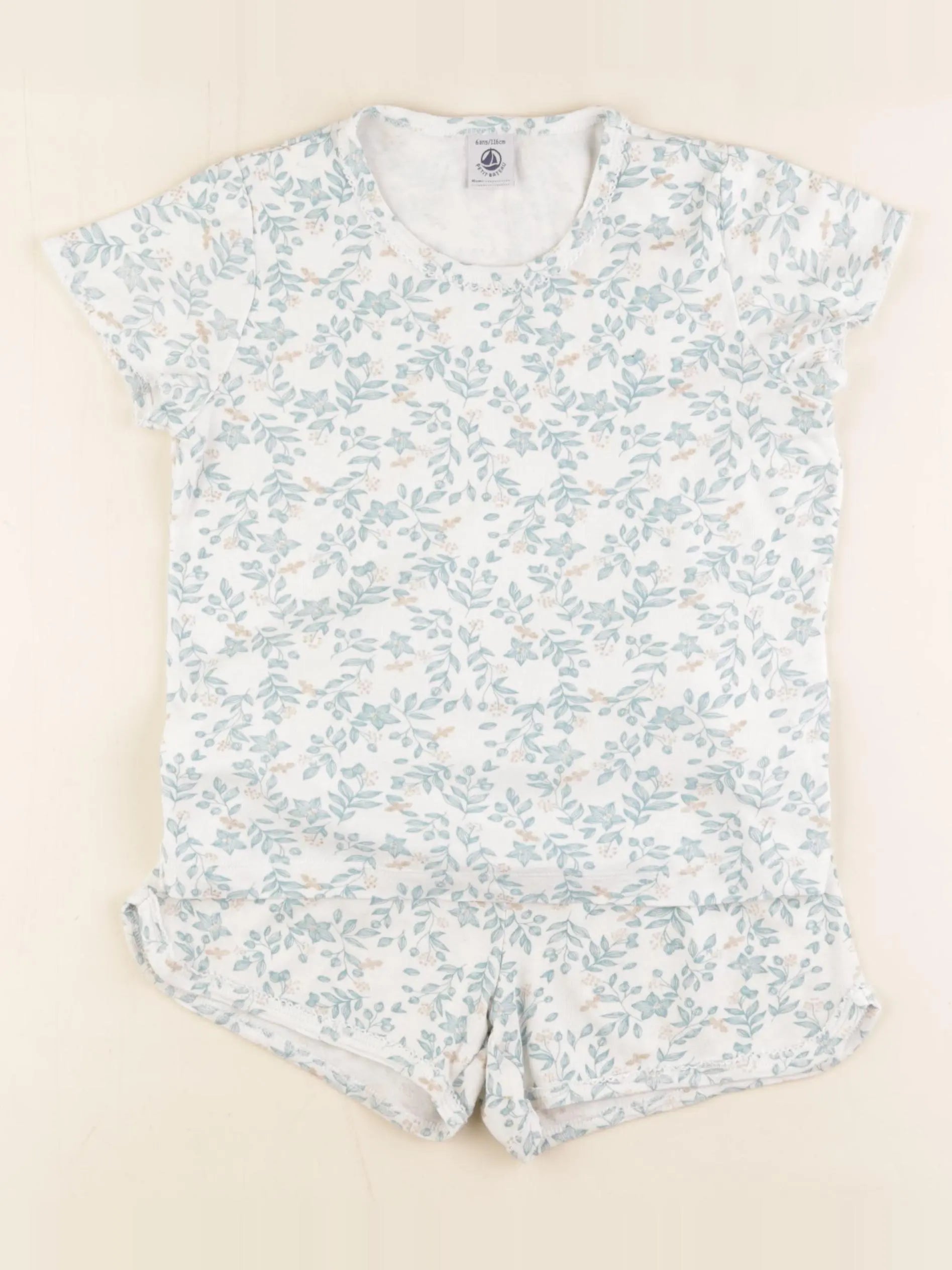 Petit Bateau - pyjama coton blanc - 6 ans