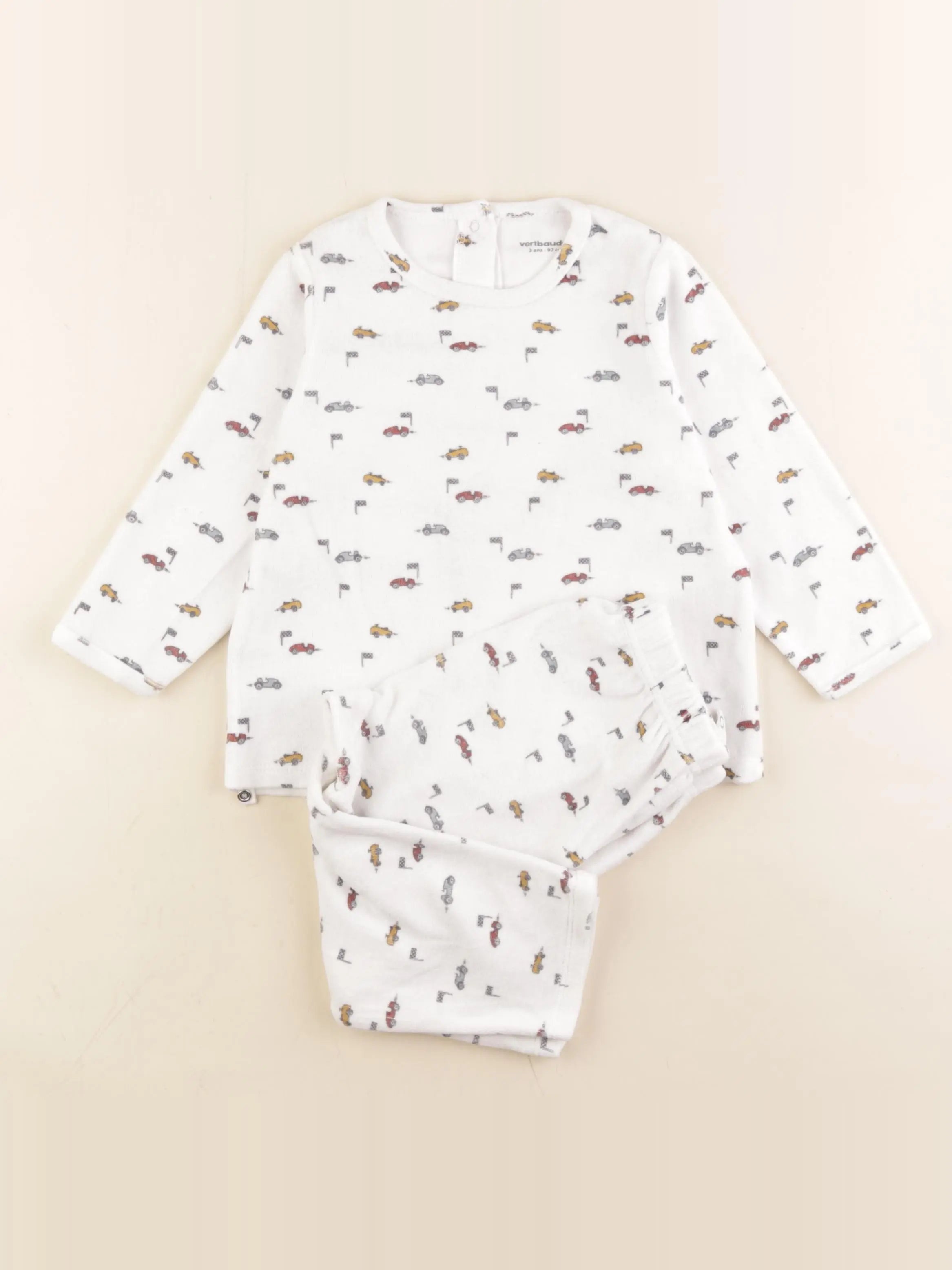 Vertbaudet - pyjama velours blanc - 3 ans