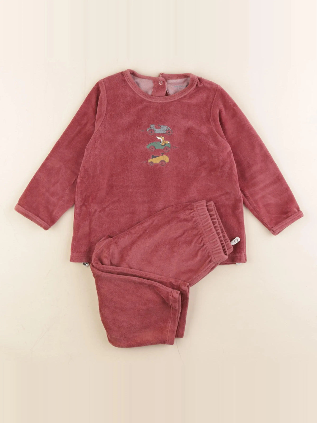 Vertbaudet - pyjama velours rouge - 3 ans
