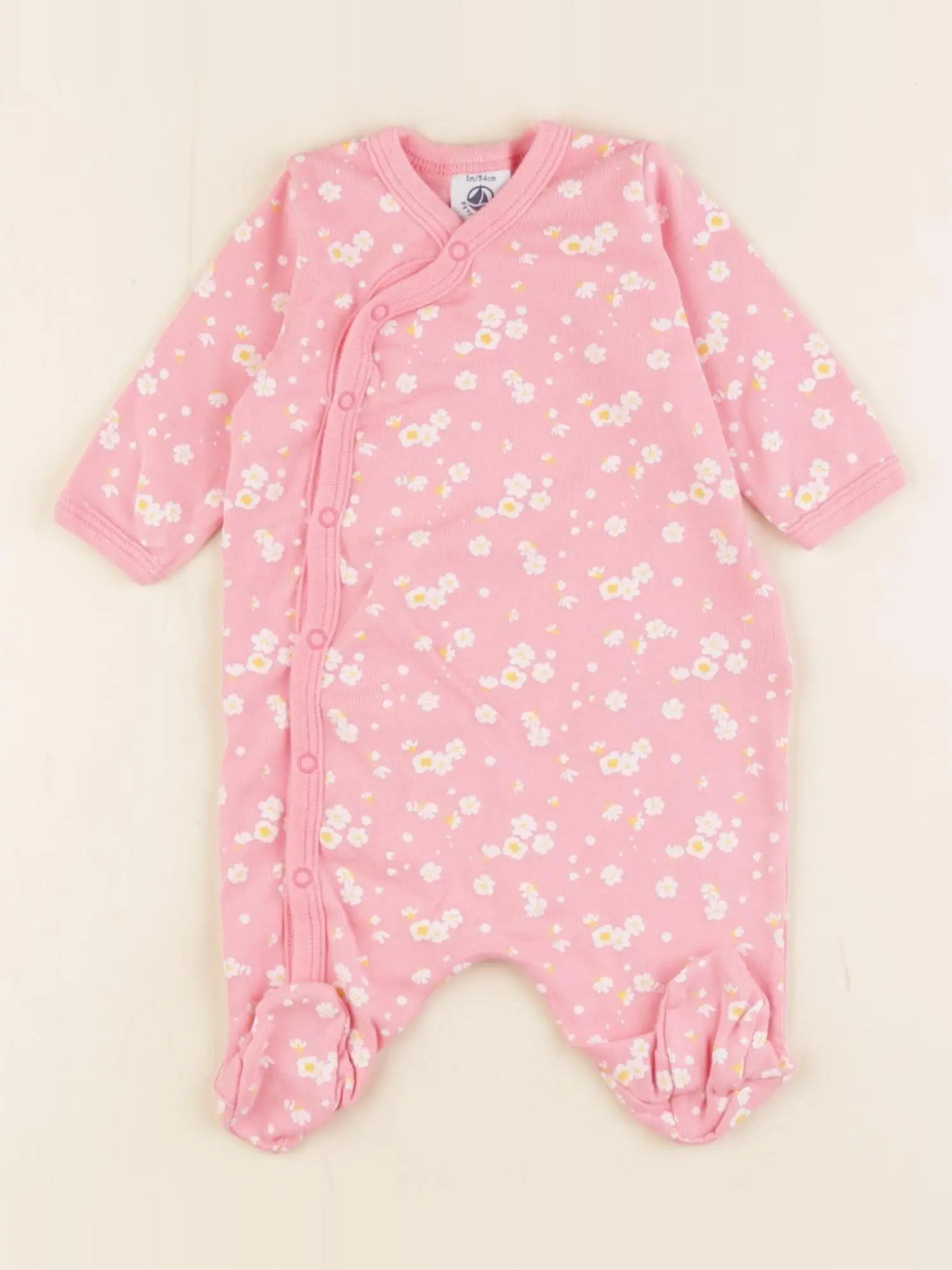 Petit Bateau - pyjama coton rose - 1 mois