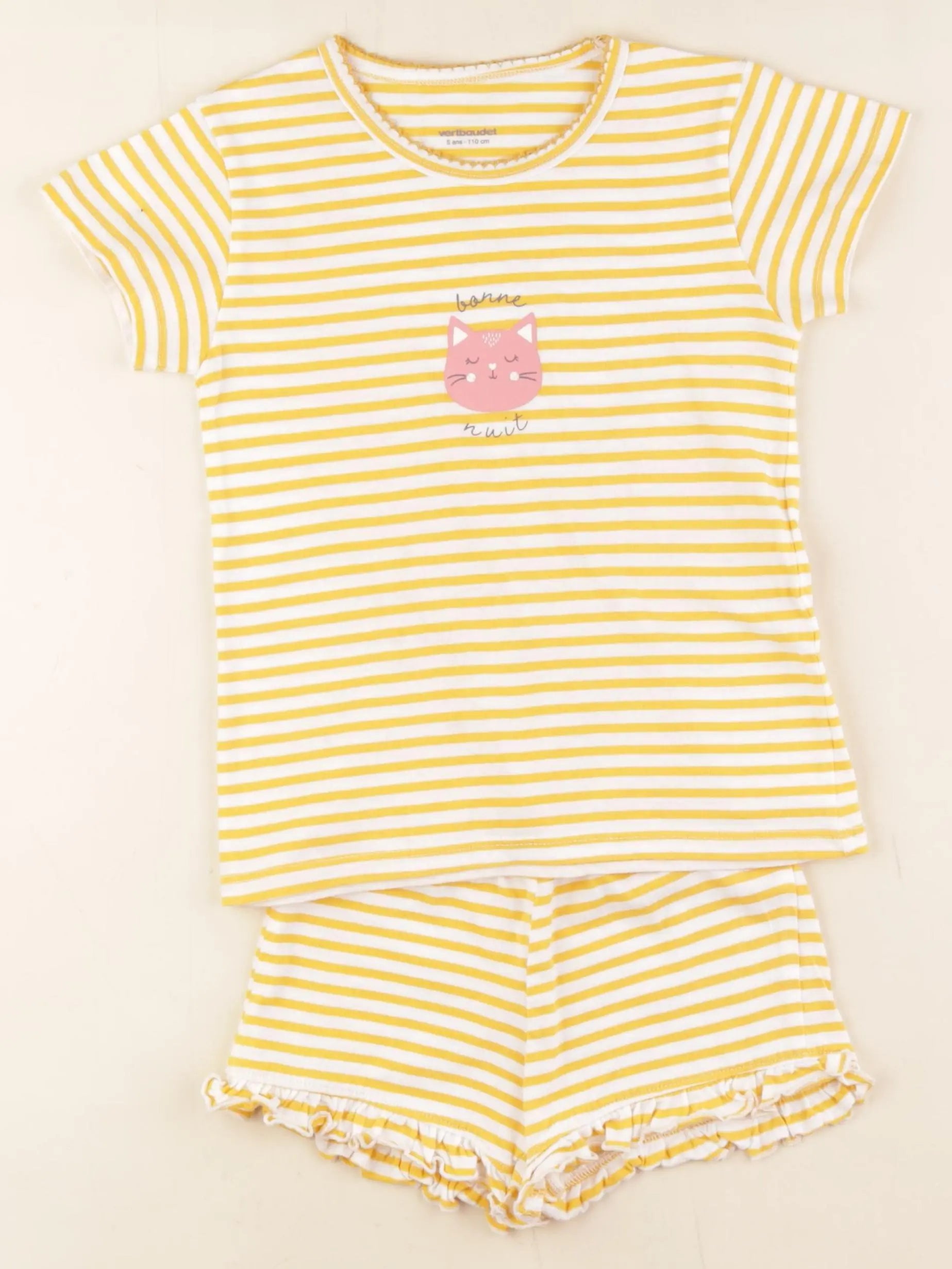 Vertbaudet - pyjama coton jaune - 5 ans