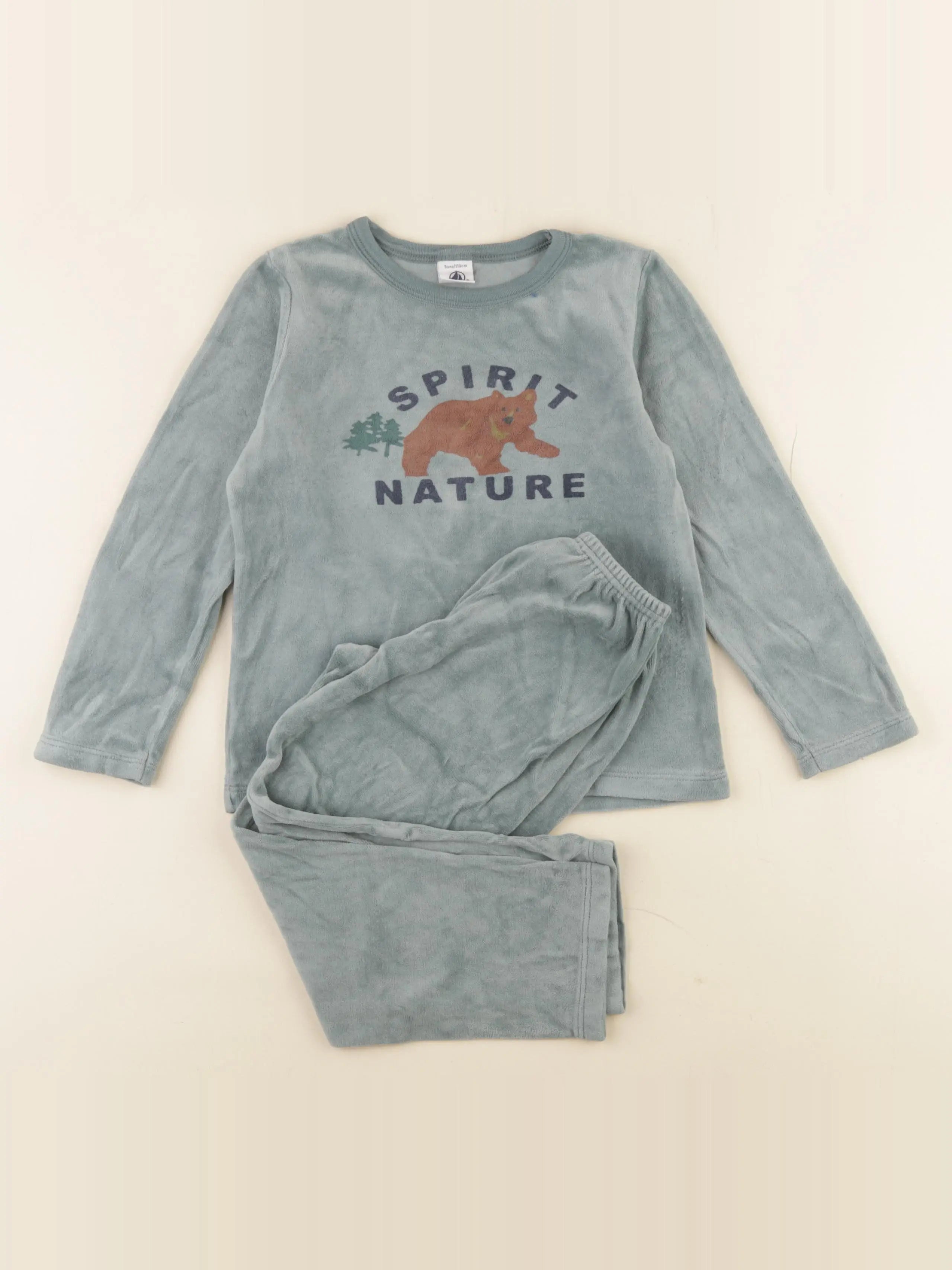 Petit Bateau - pyjama velours vert - 5 ans