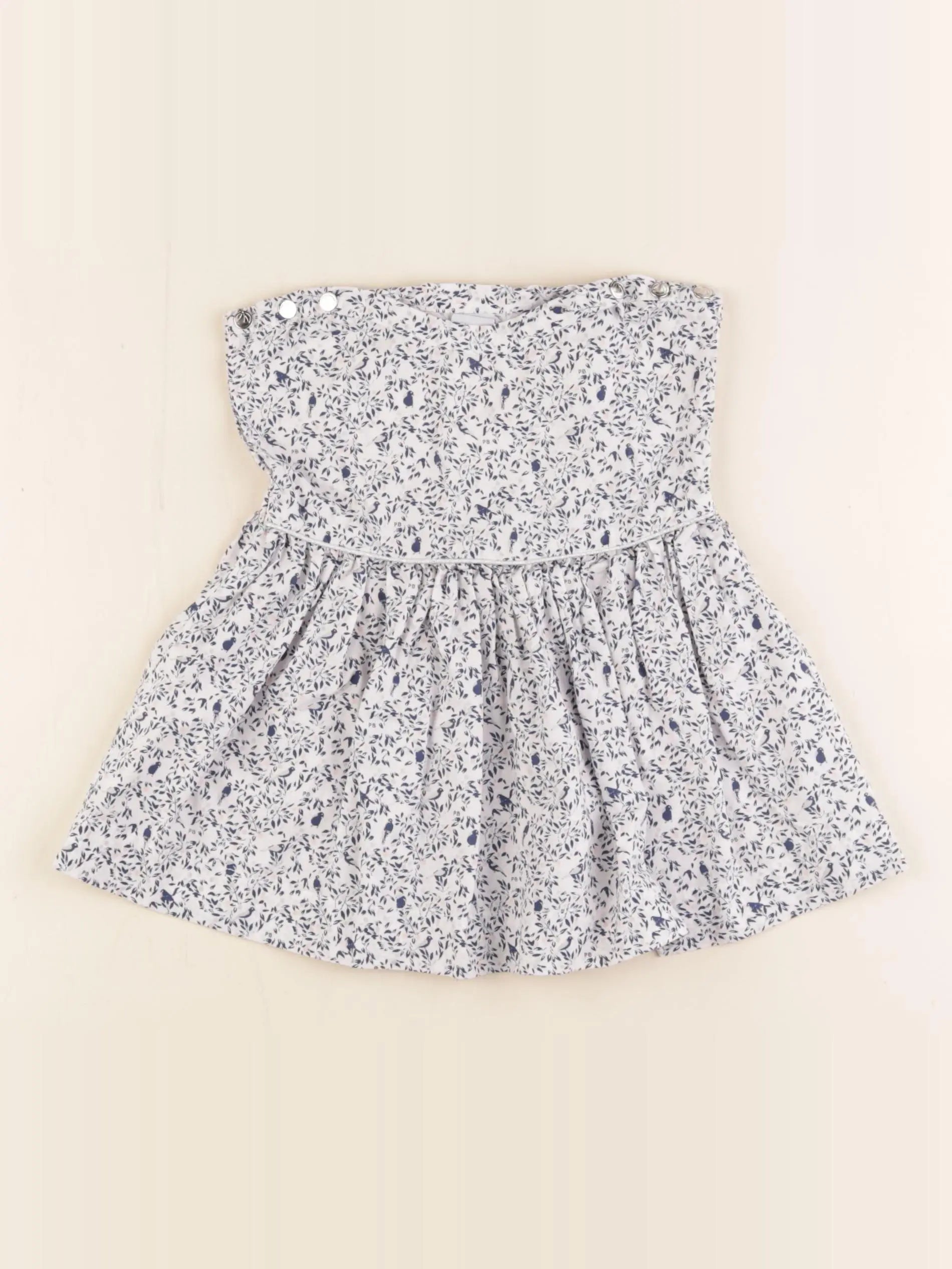 Petit Bateau - robe blanc, bleu - 3 mois