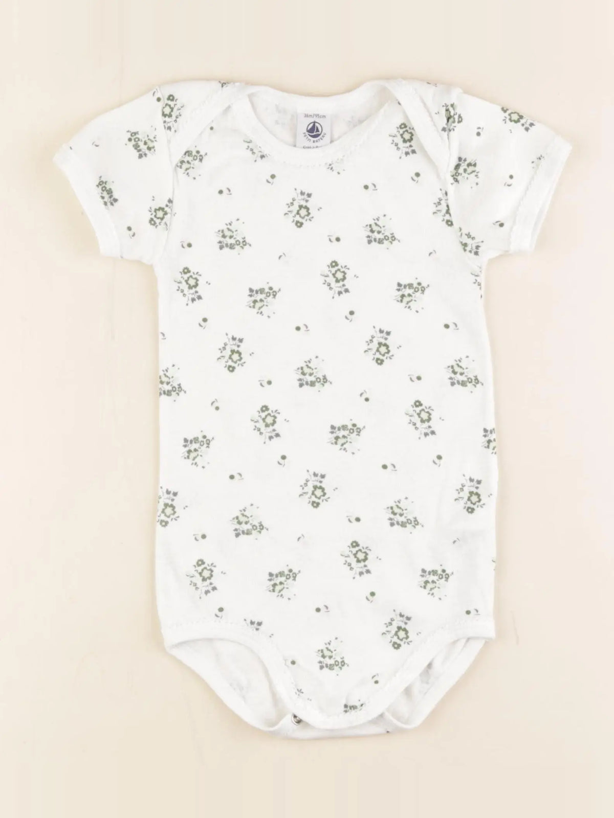 Petit Bateau - body blanc, vert - 36 mois
