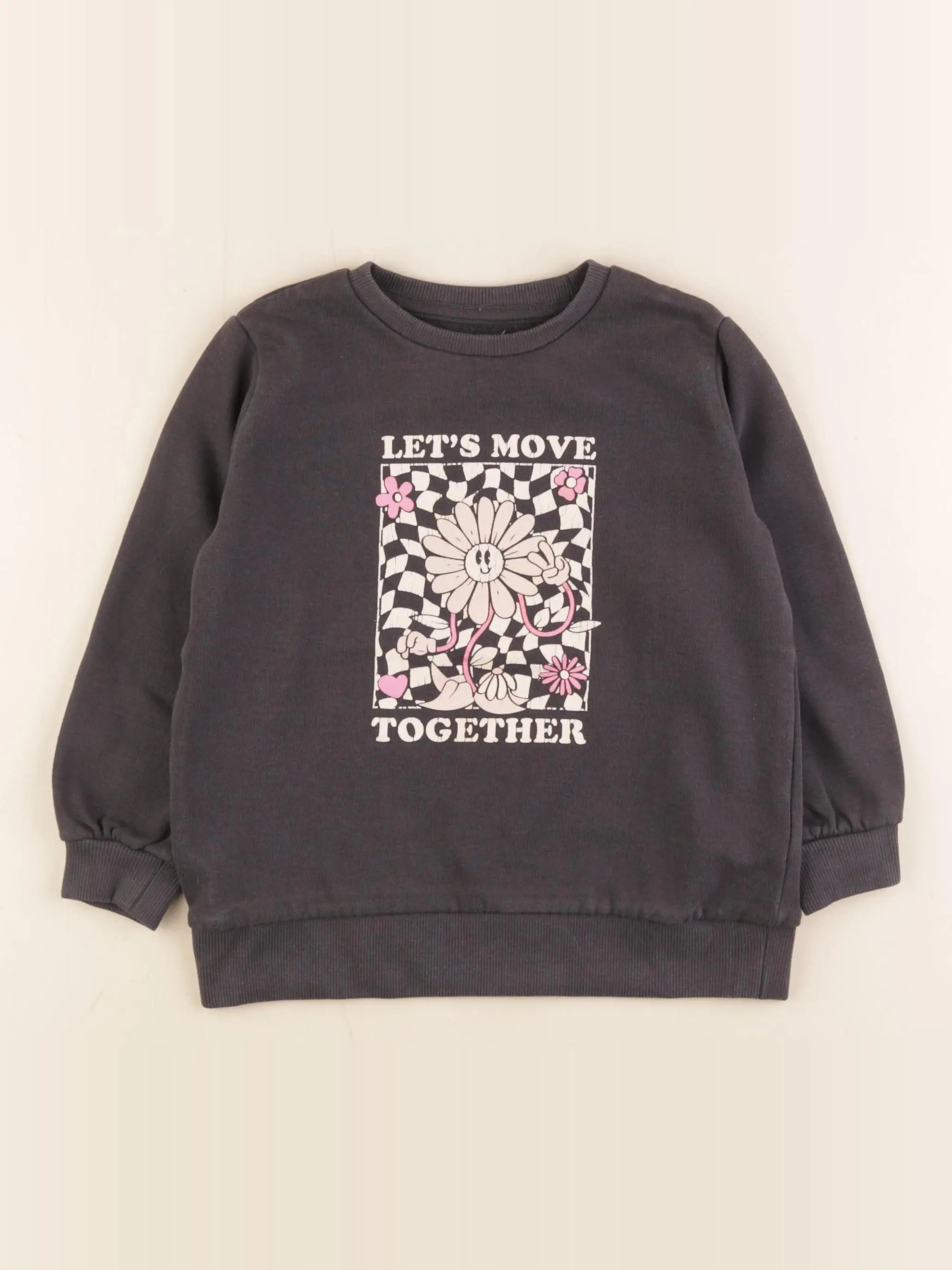 Vertbaudet - sweat gris, rose - 4 ans