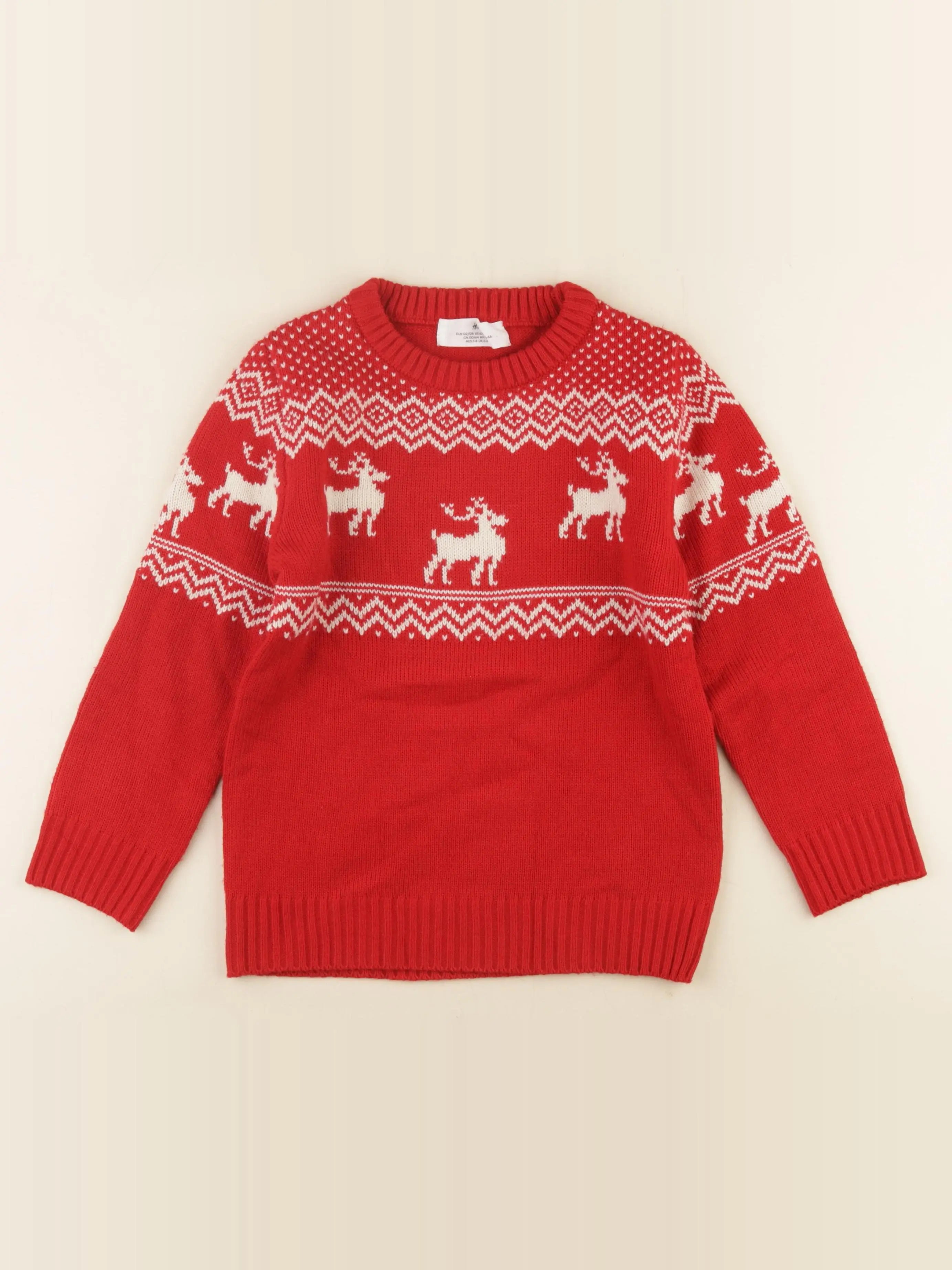 H&M - pull rouge - 7/8 ans