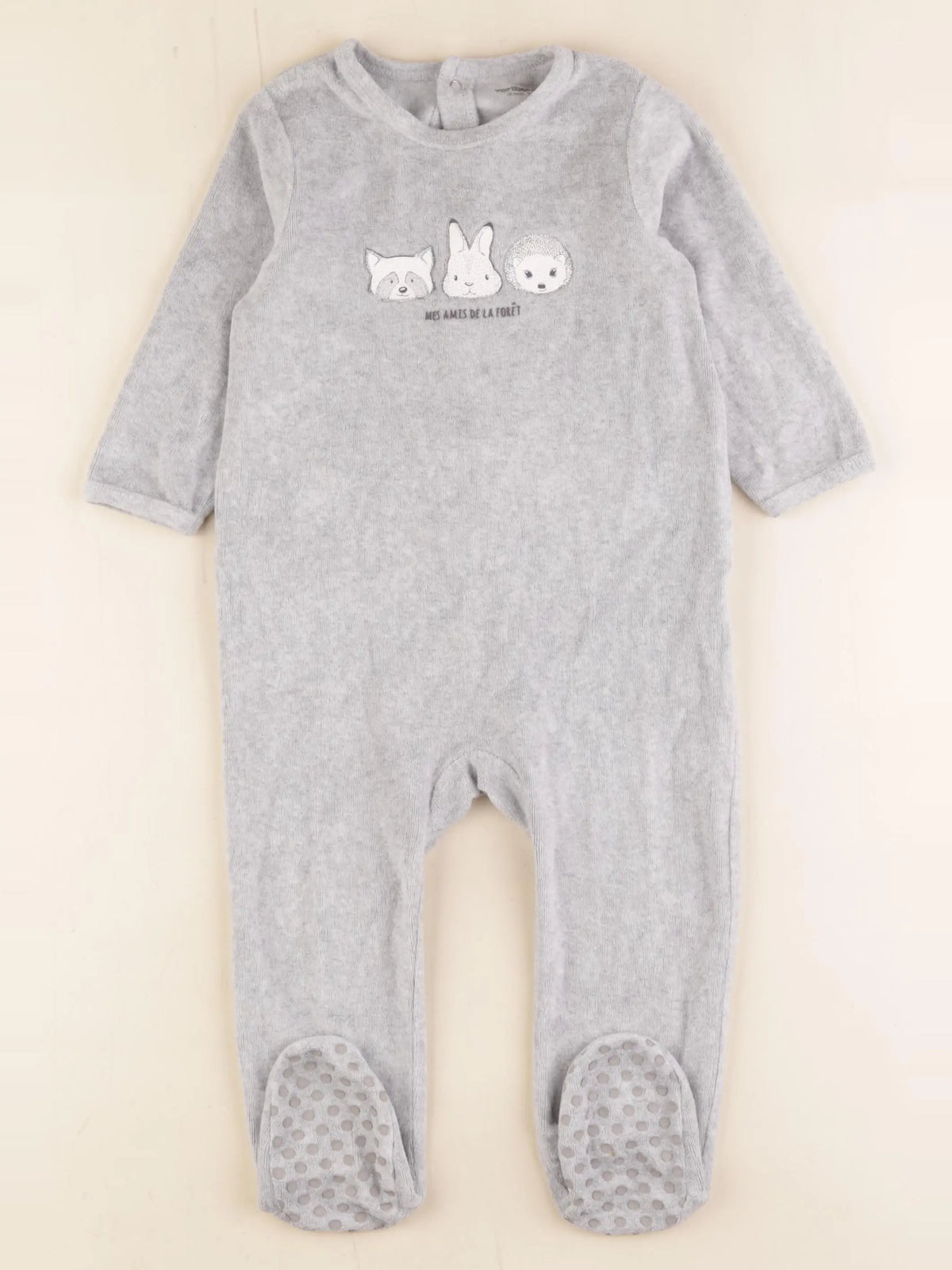 Vertbaudet - pyjama velours gris - 18 mois