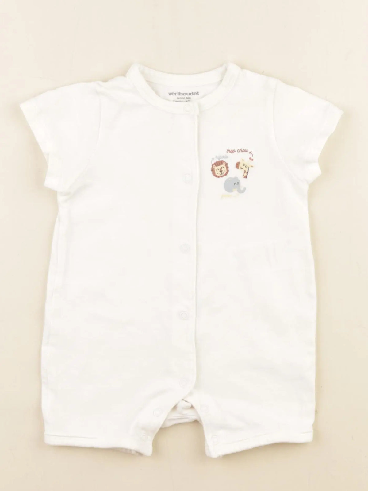 Vertbaudet - pyjama coton beige - 6 mois