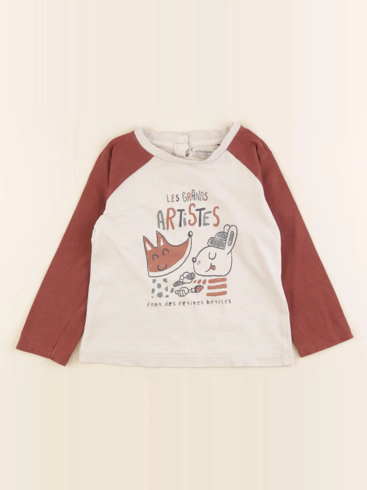 Vertbaudet - tee-shirt beige, marron - 18 mois