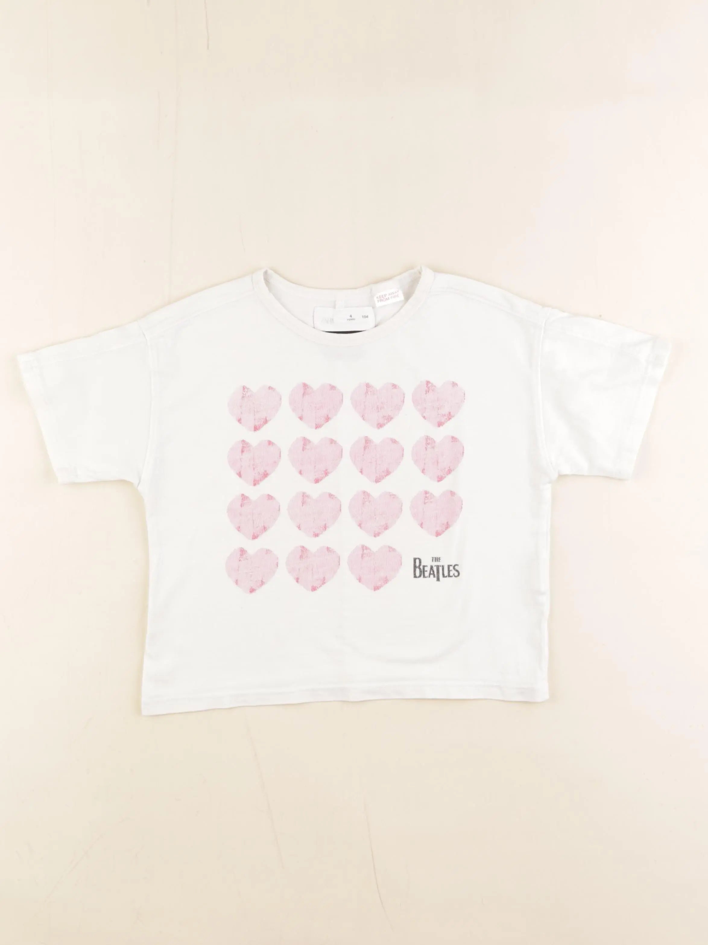 Zara - tee-shirt blanc, rose - 4 ans